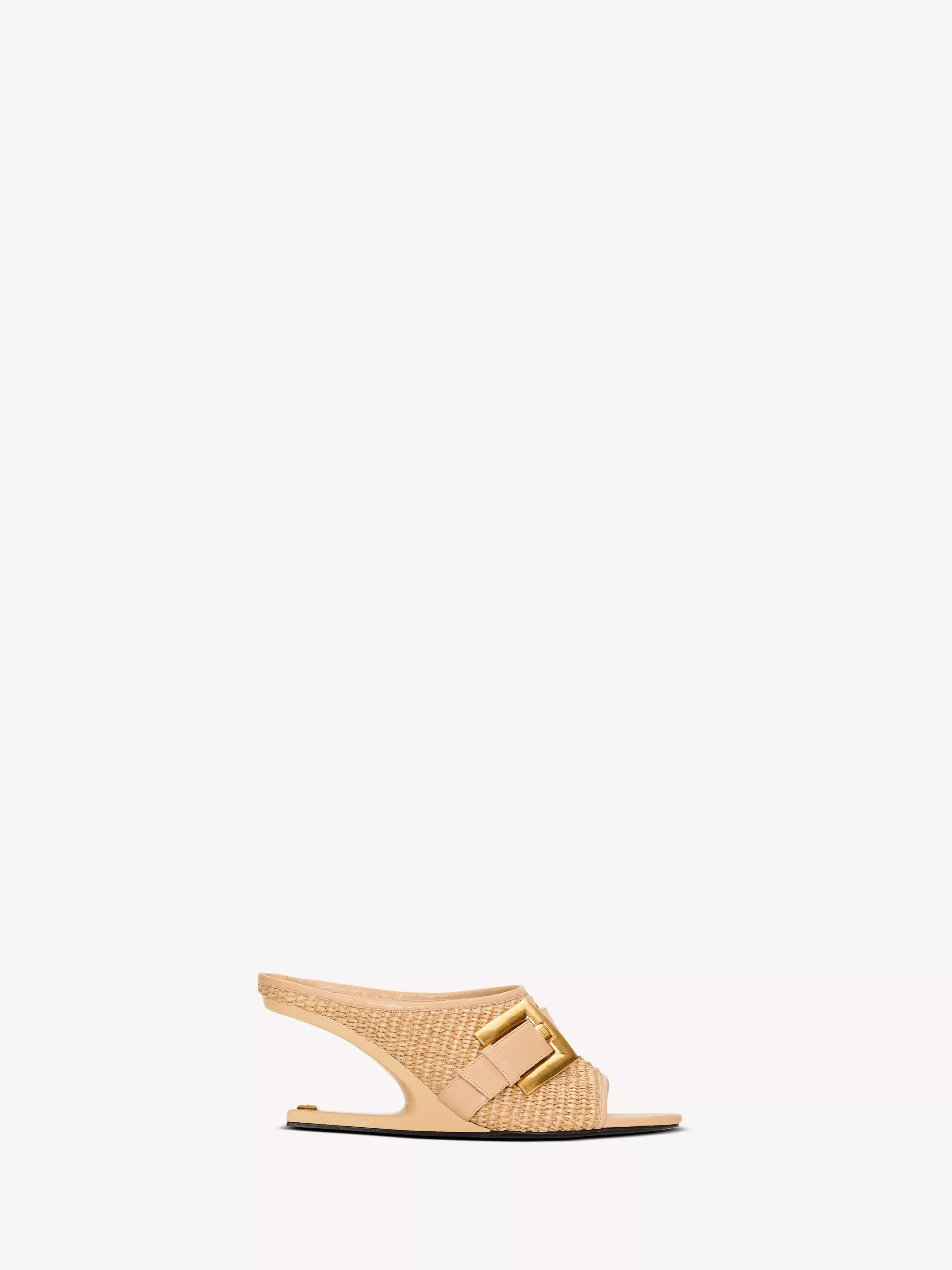 Anthem No Wedge mules in smooth leather and raffia