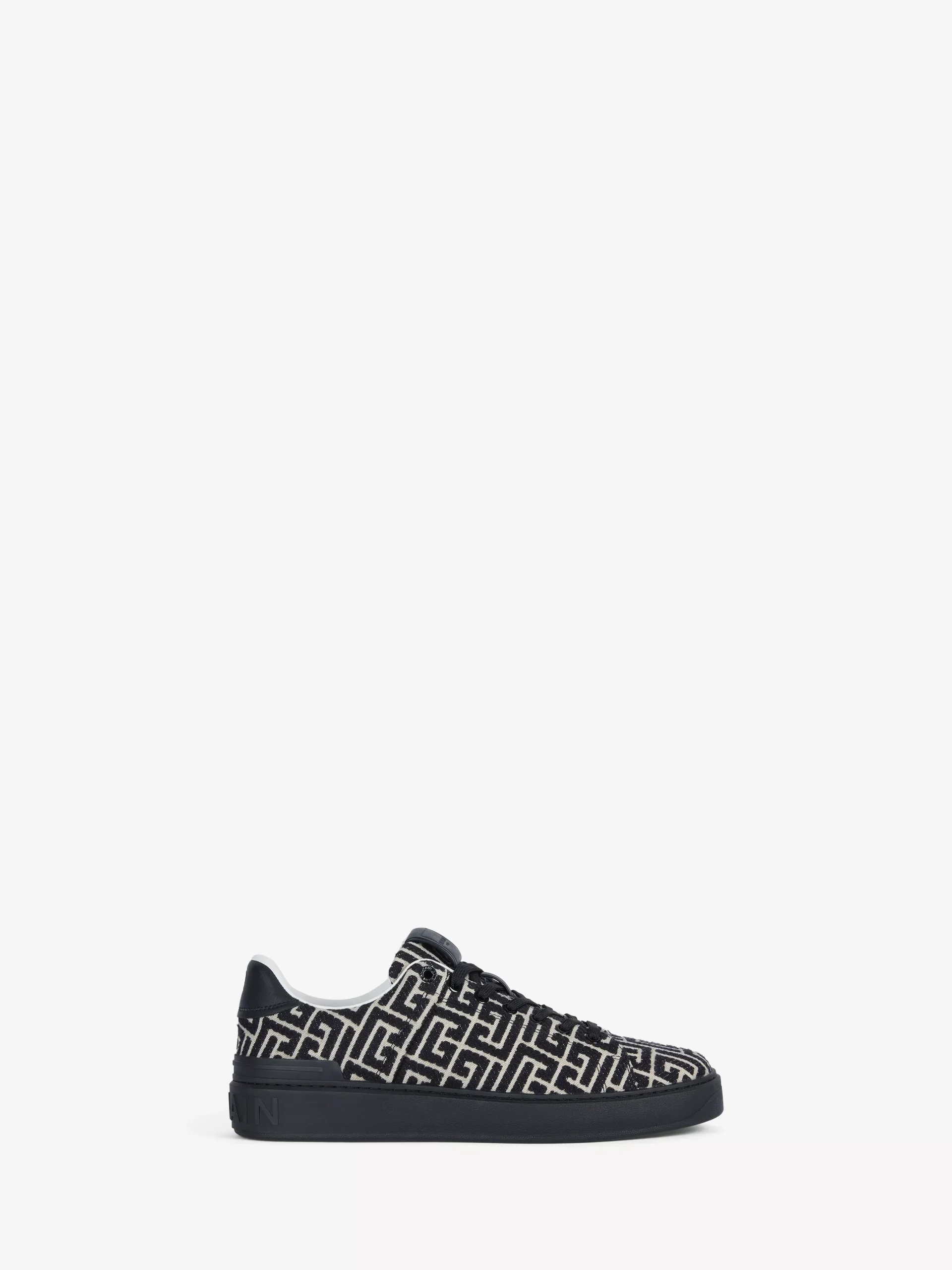 B-Court trainers in leather and Monogram jacquard