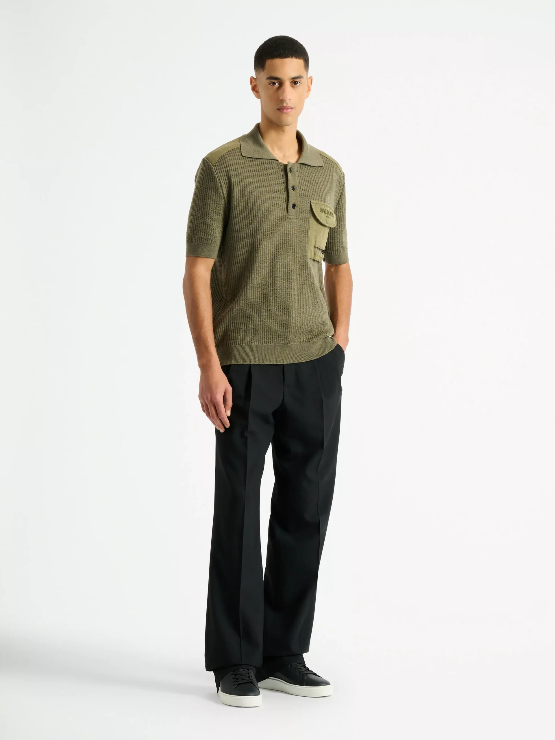 Balmain Vintage Utility ribbed knit polo