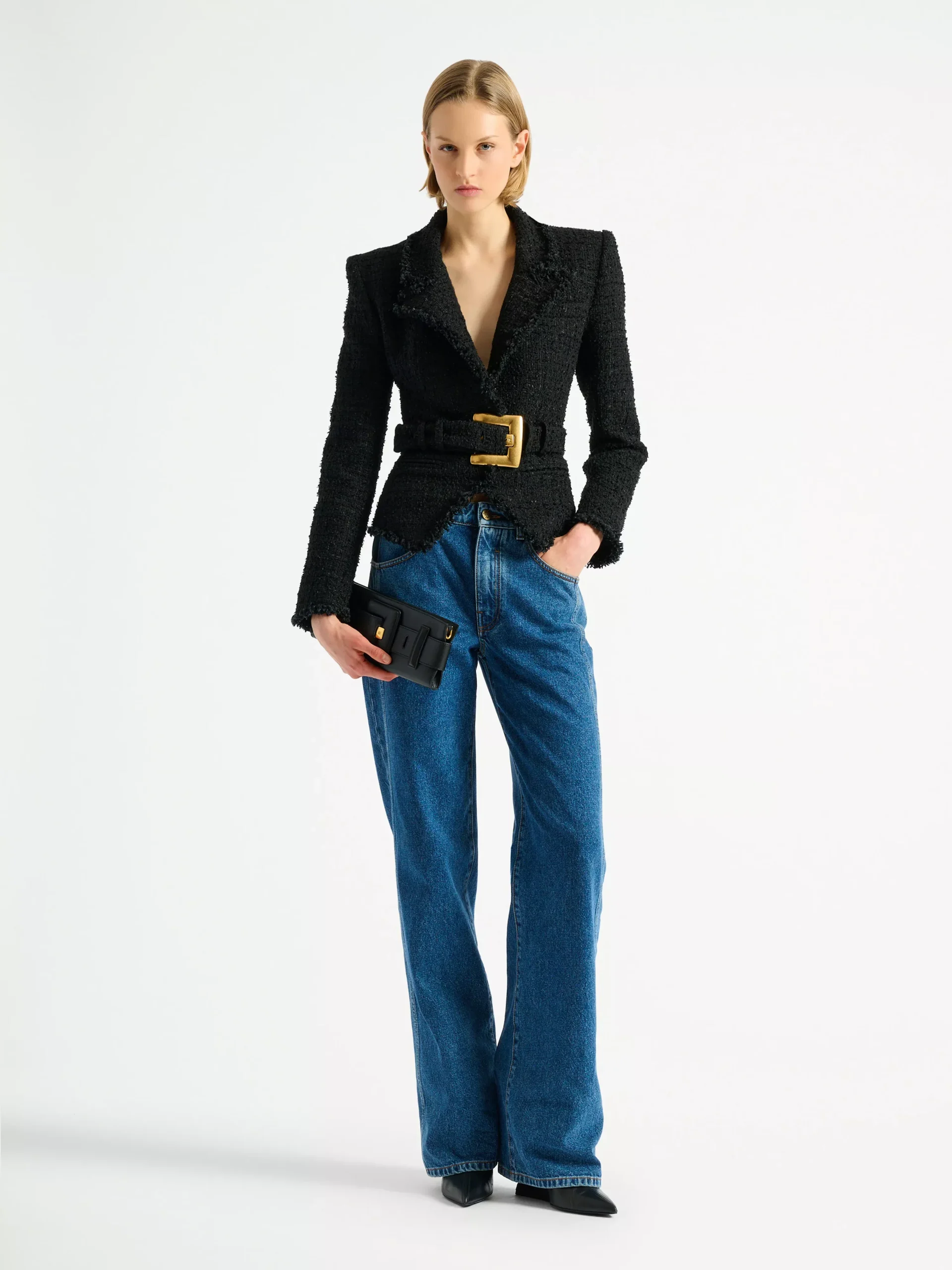 Belted tweed jacket
