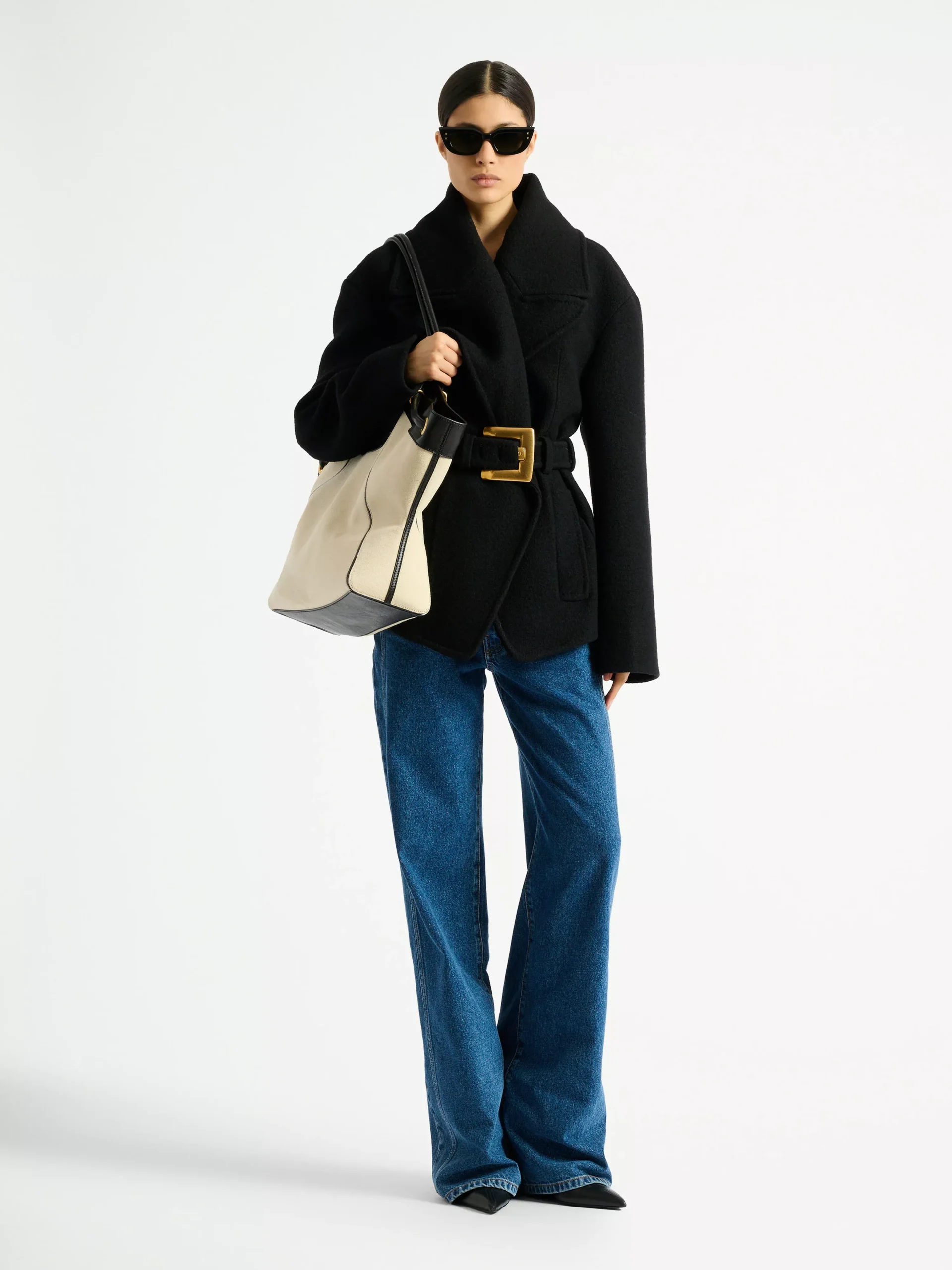 Belted wool pea coat