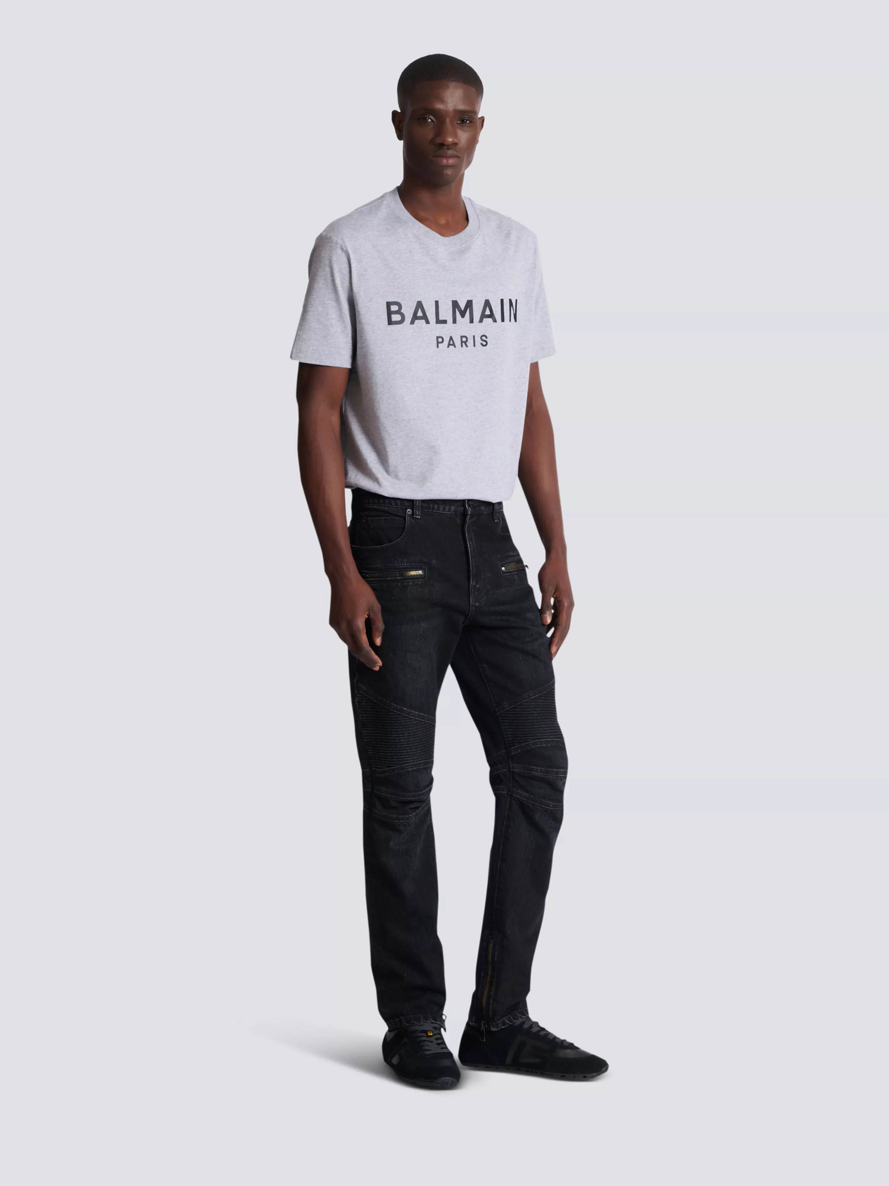 Biker jeans in black vintage denim