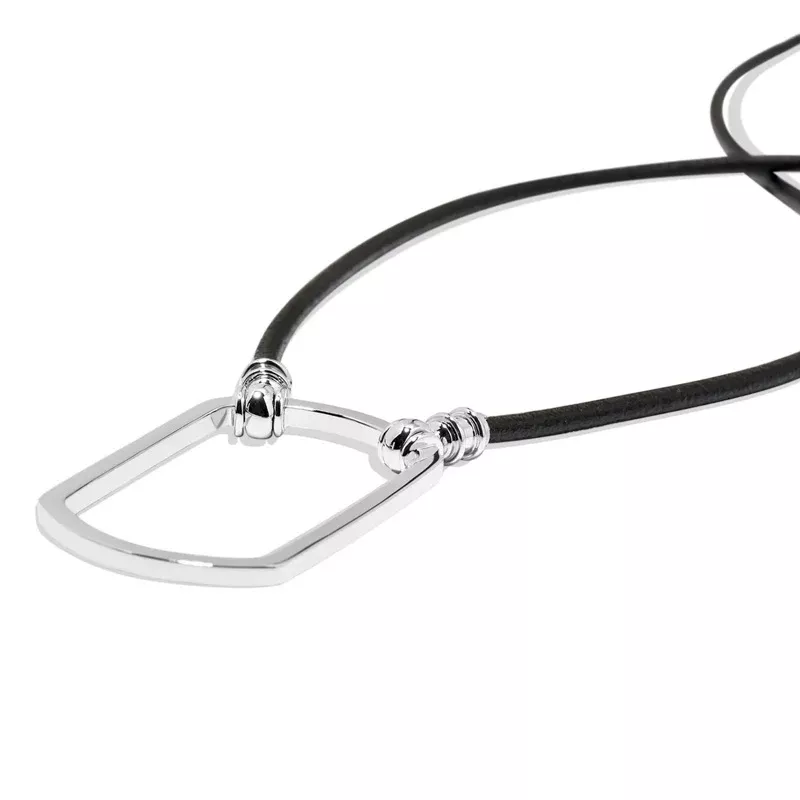 Black Leather With Silver Dog Tag Reading Glasses Carrier
