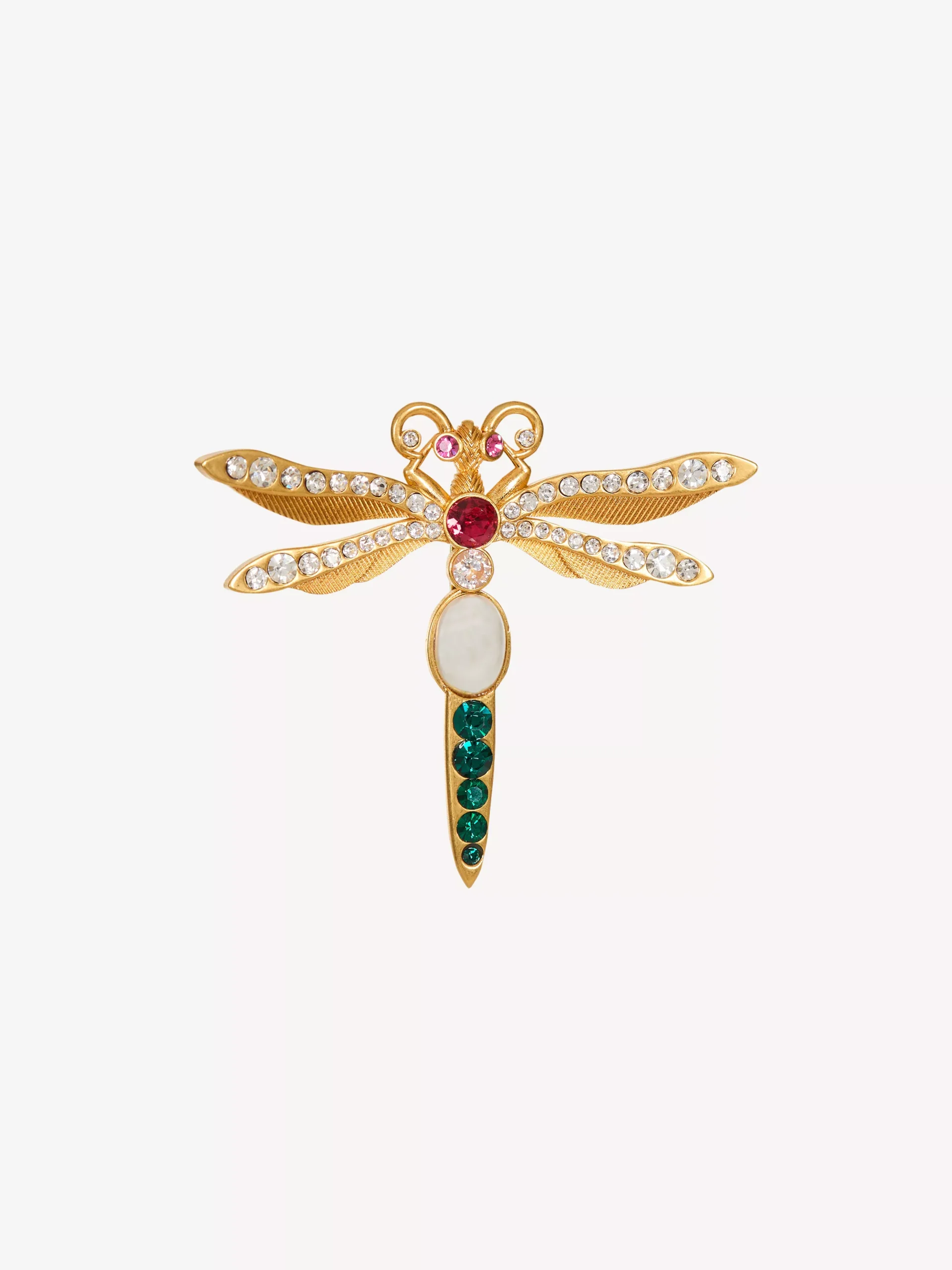 Brass and crystal Insect brooch