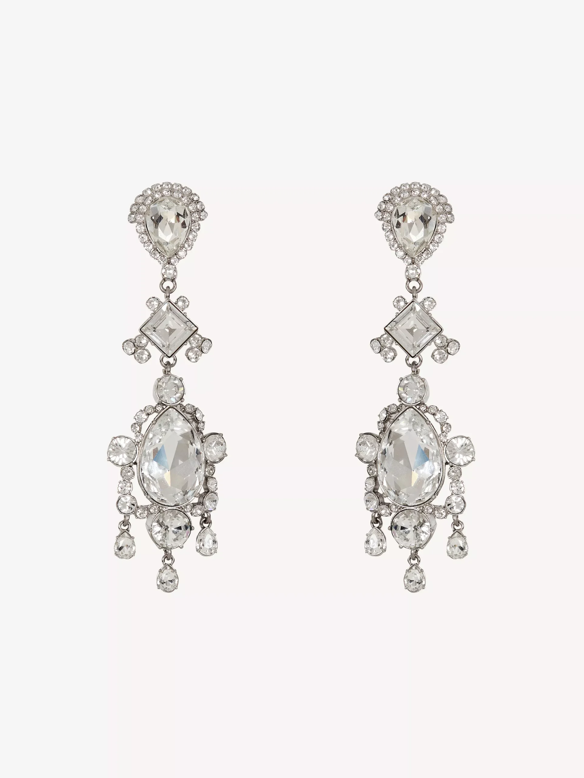 Brass and crystal pendant earrings