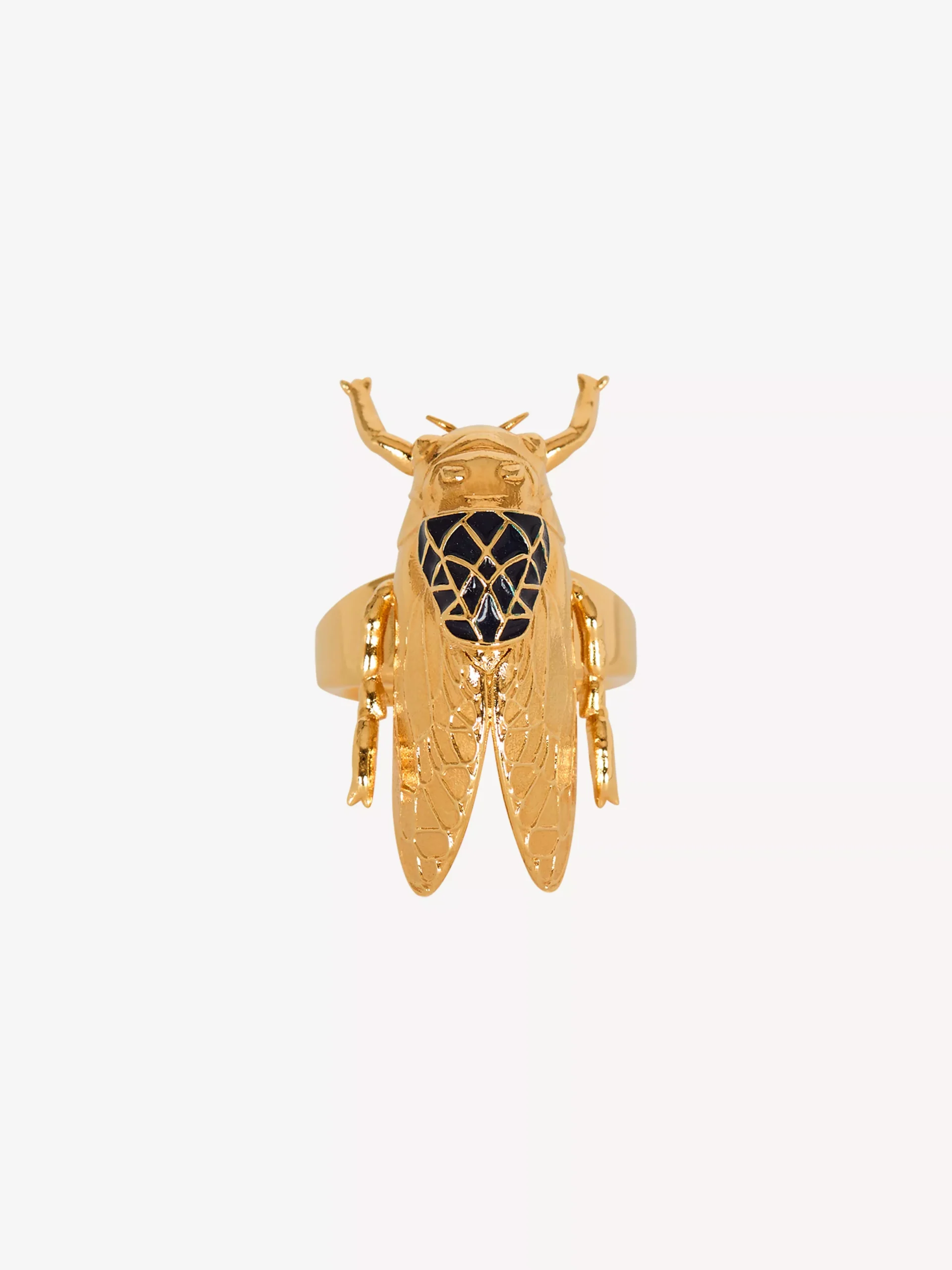 Brass and enamel Insect ring