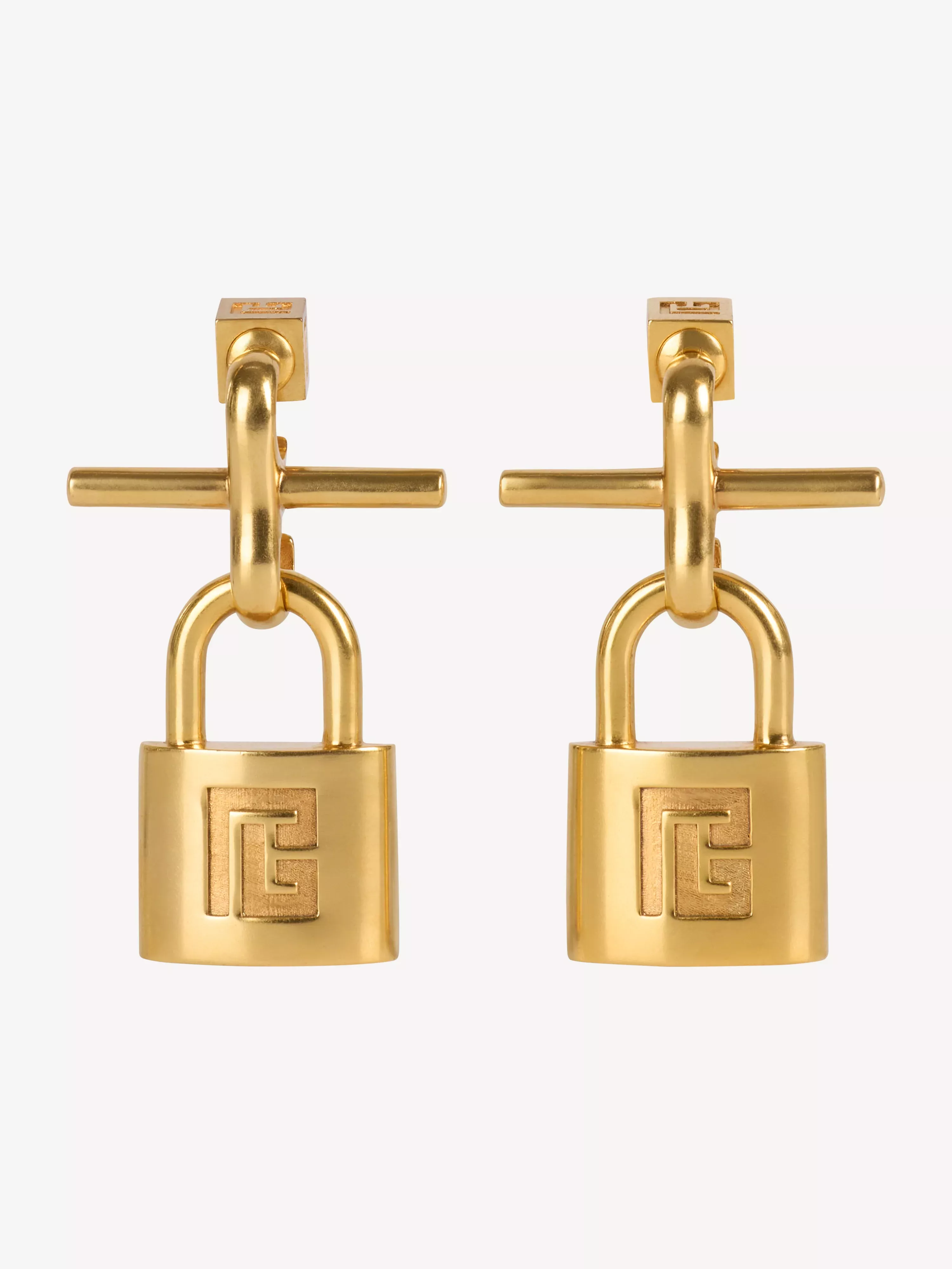 Brass Pulse padlock earrings