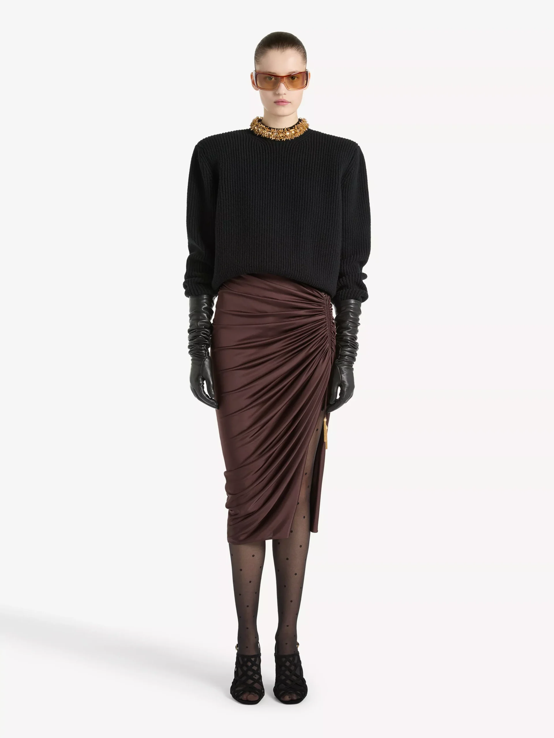 Cashmere jumper with embroidered trim