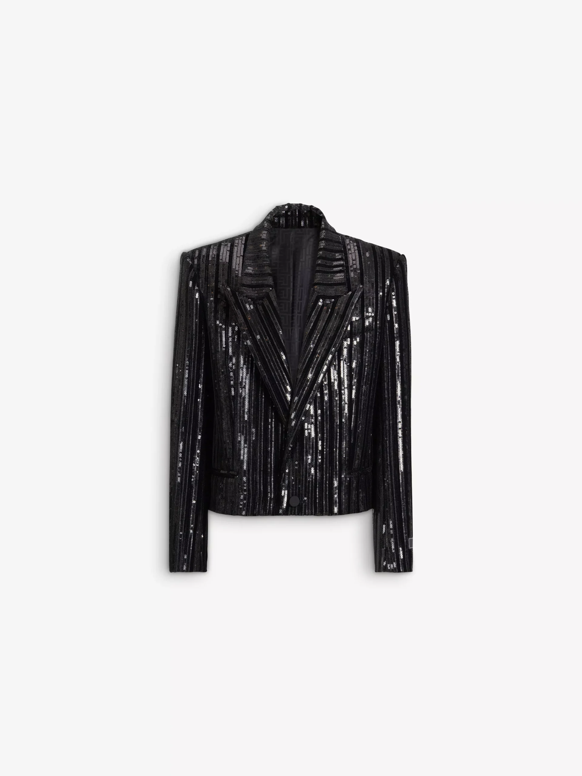 Cropped sequin velvet jacket