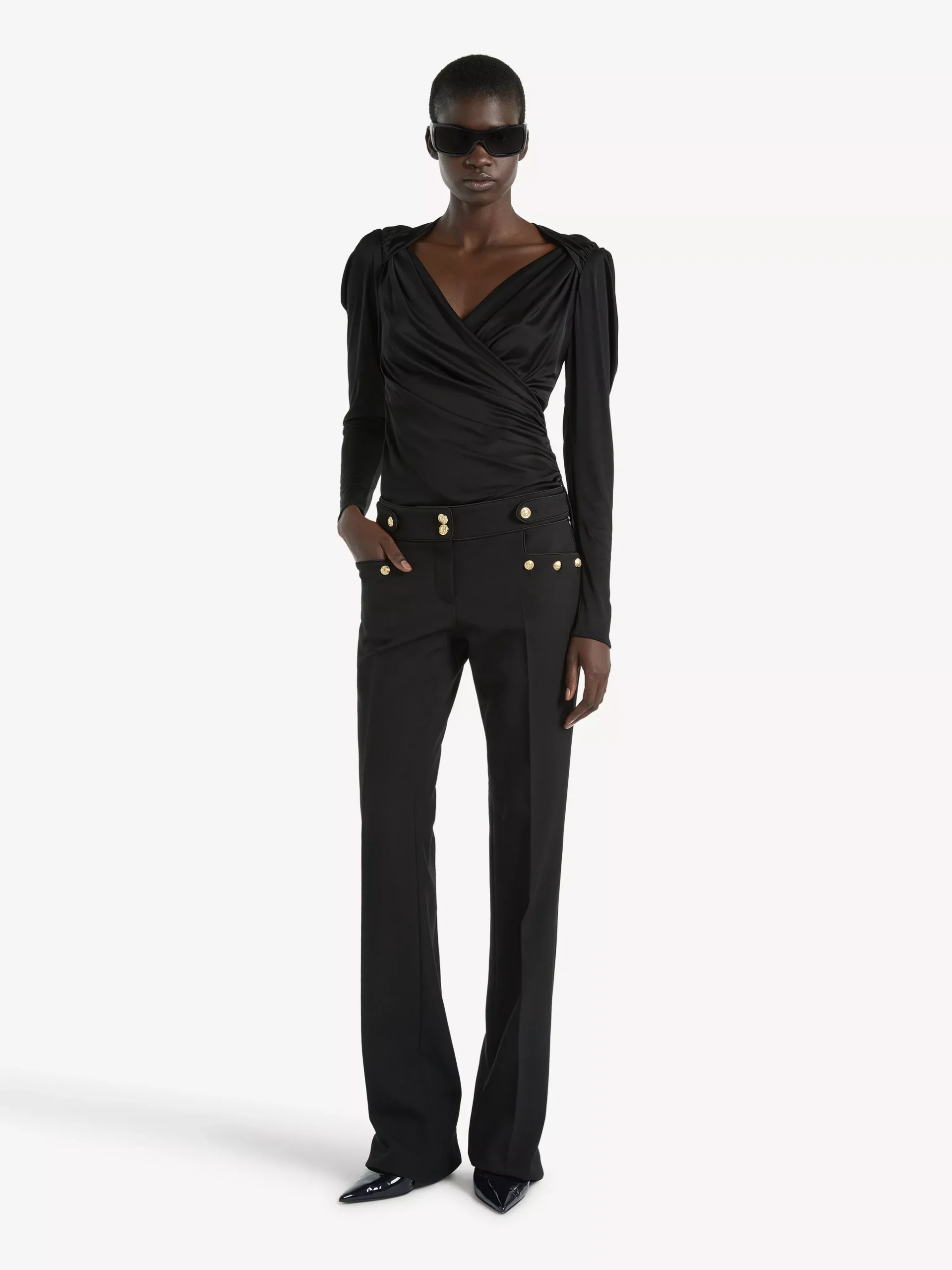 Draped flowing jersey top
