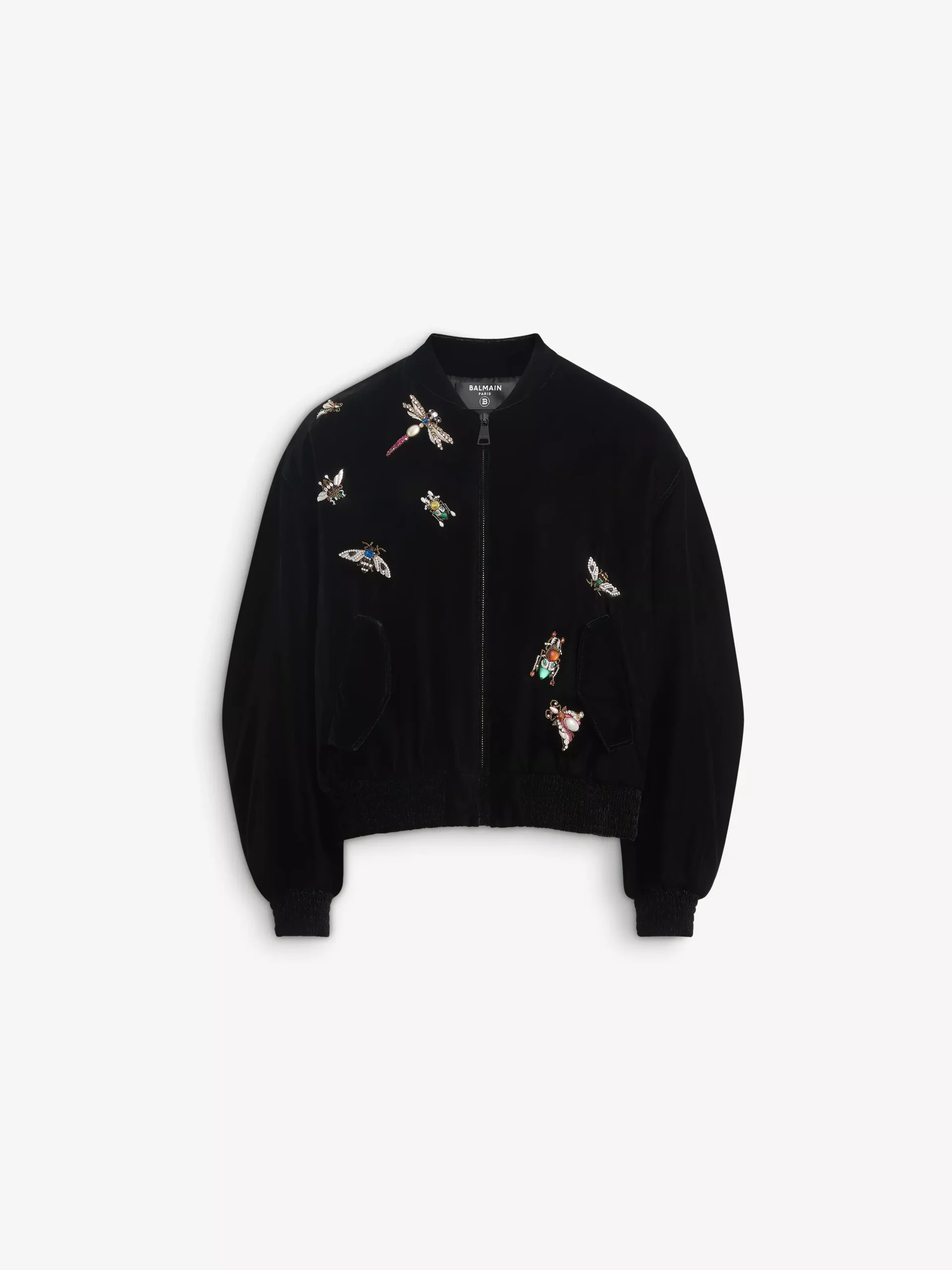 Embroidered velvet Balmain Insect bomber jacket