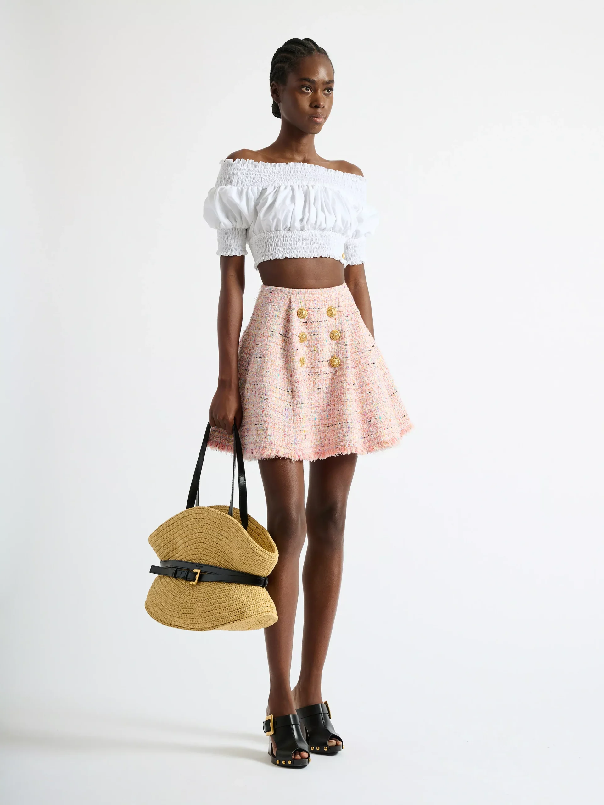 Flared tweed skirt