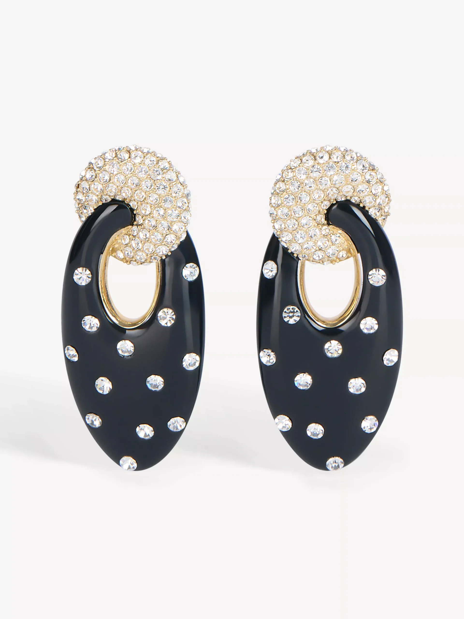 Lacquered brass Organic earrings with crystals