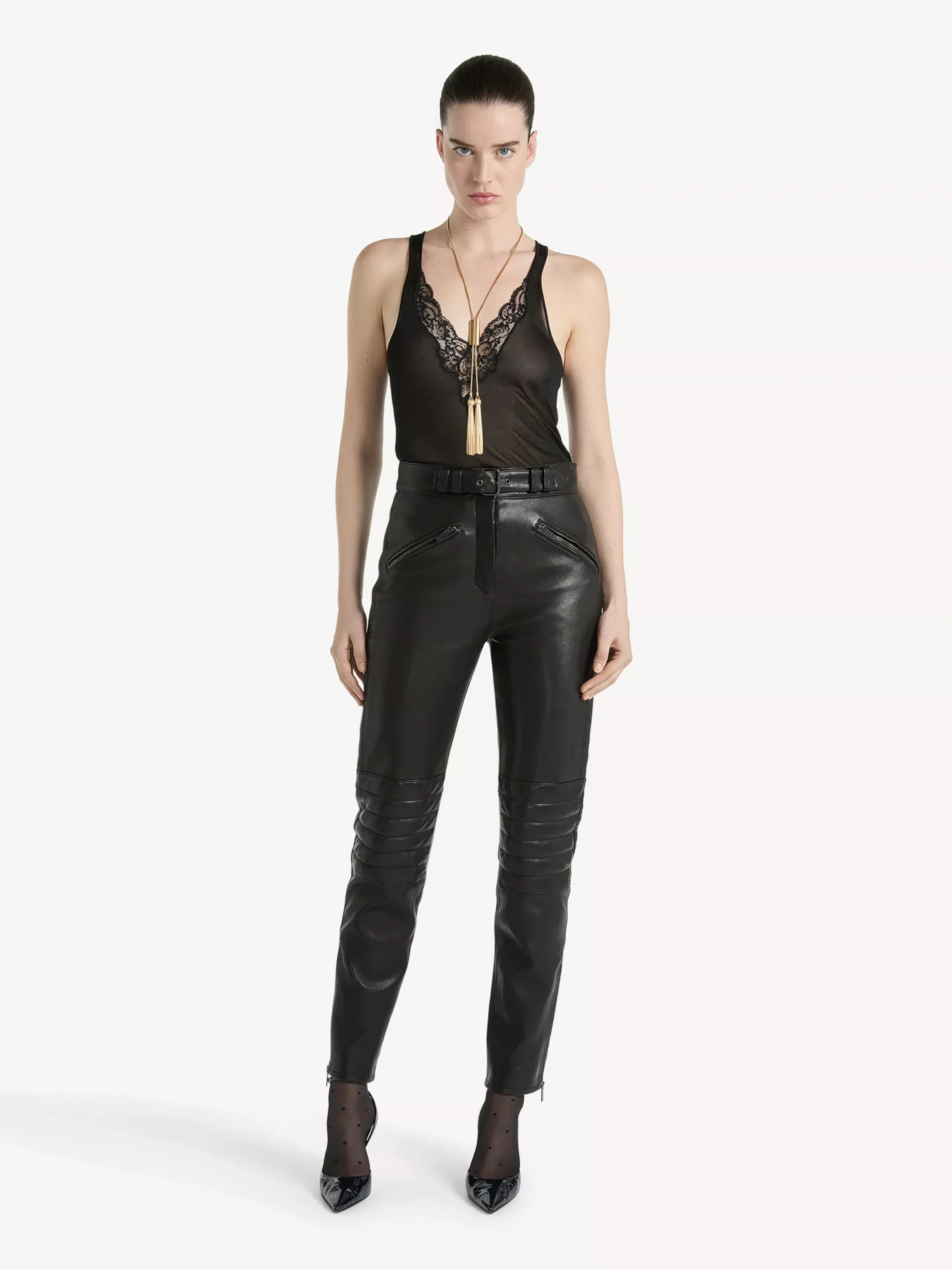 Lambskin biker trousers