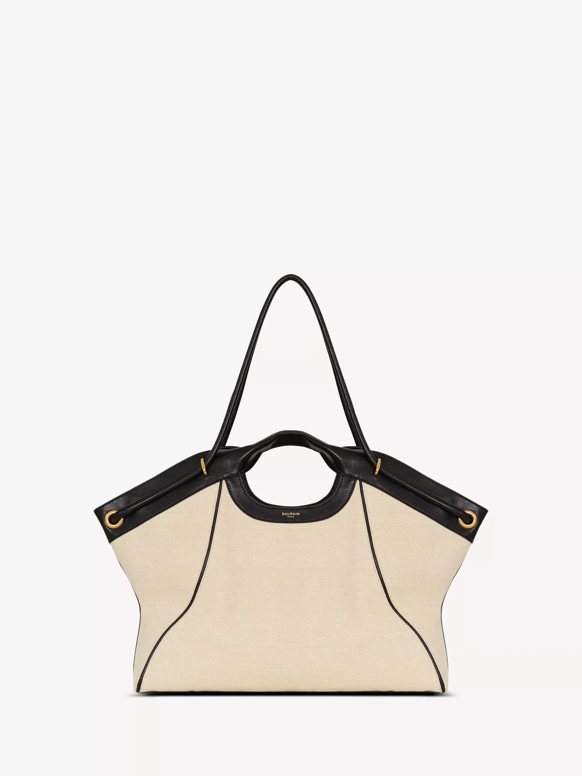 Large Tote in smooth leather and canvas
