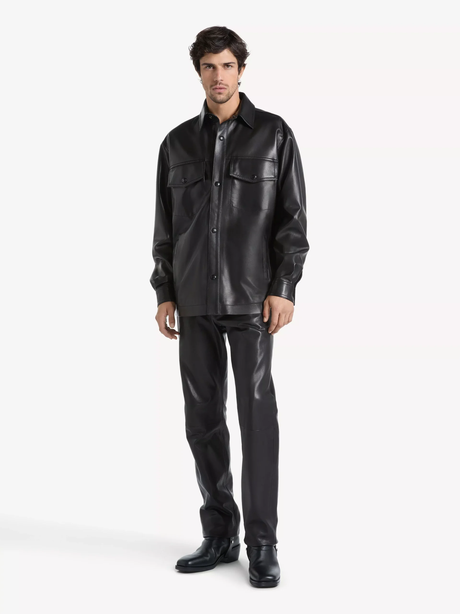 Leather overshirt