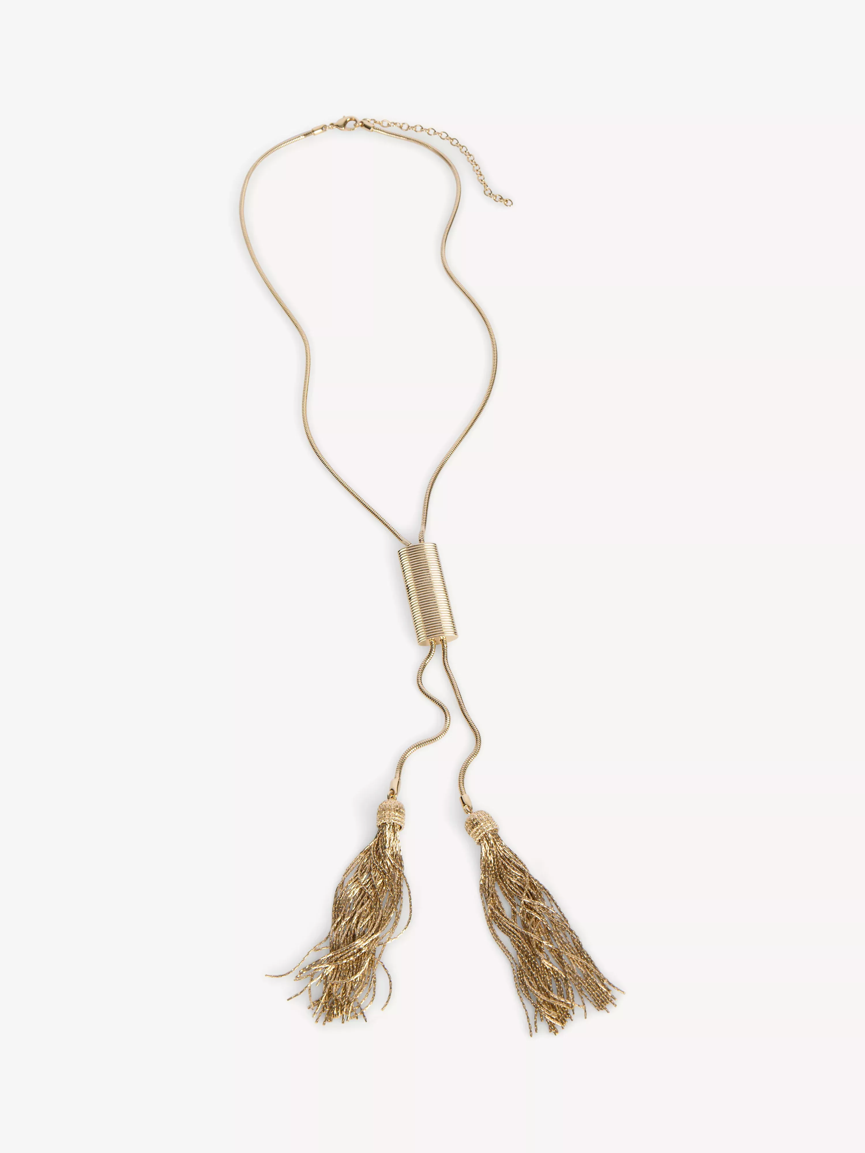 Long brass tassel necklace