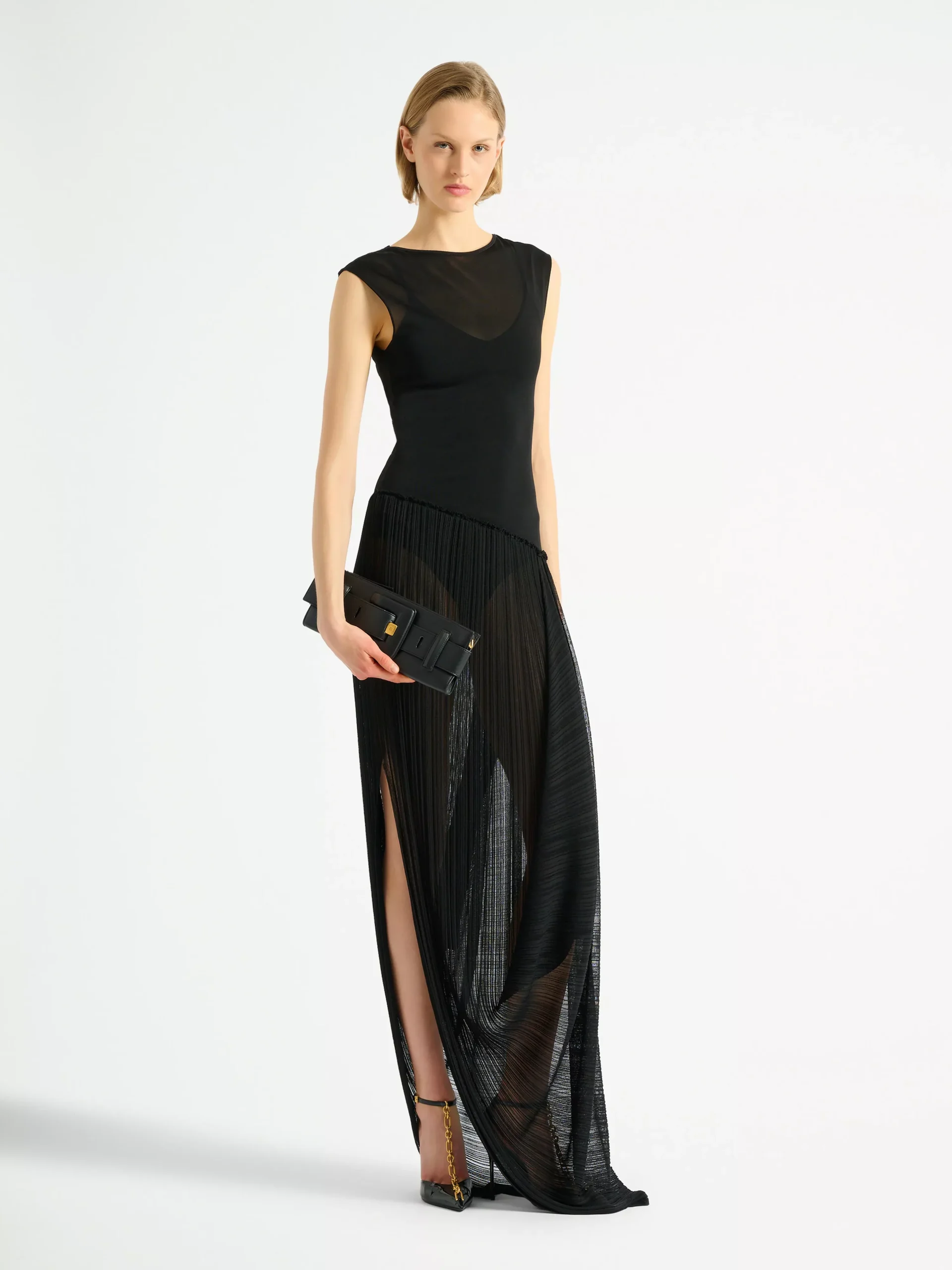 Long draped viscose dress