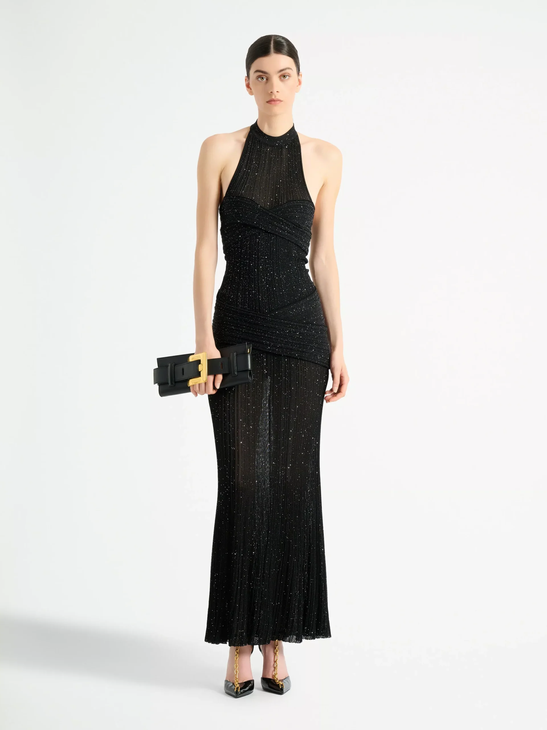 Long Fléchage knit dress