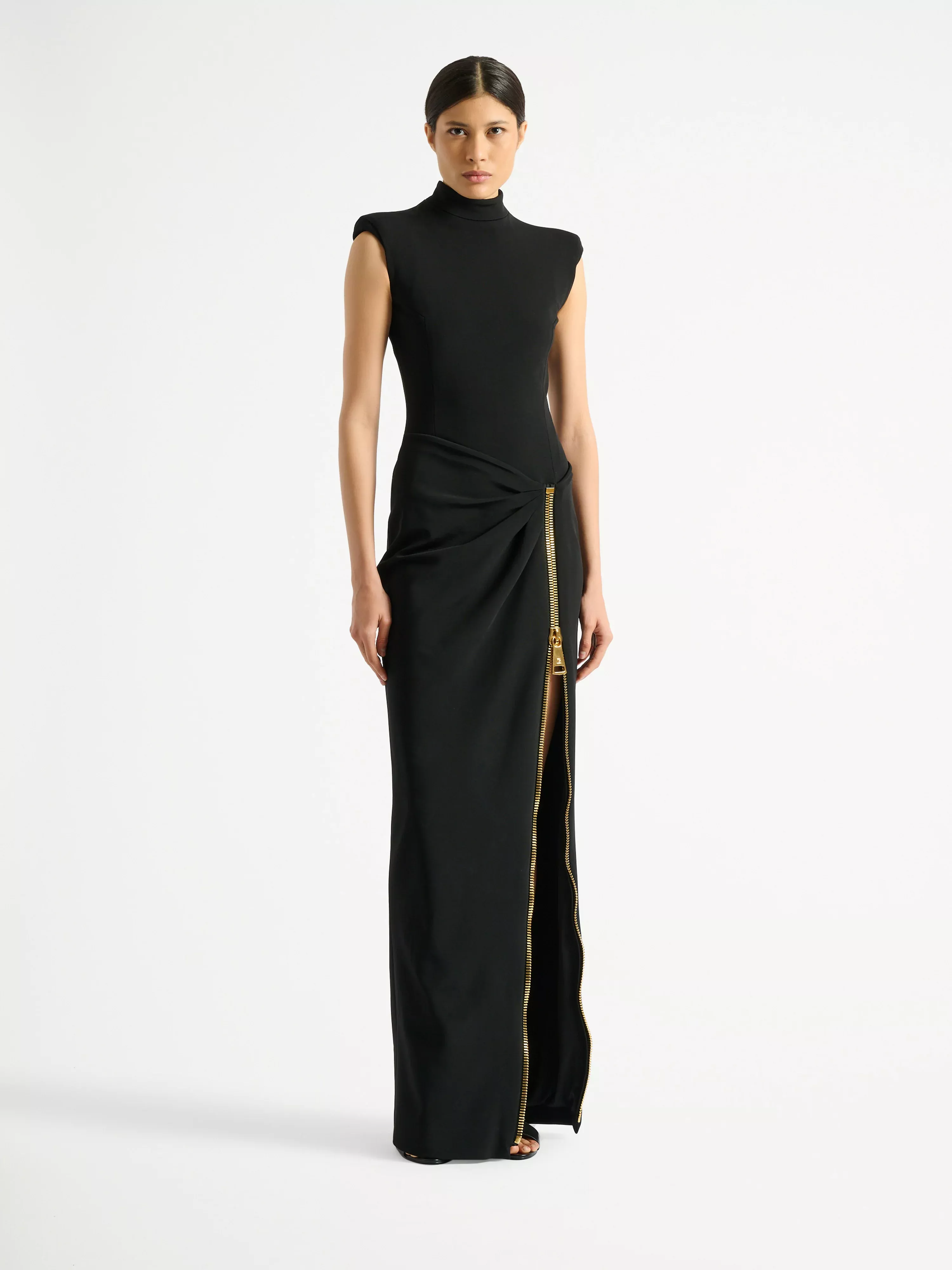 Long jersey dress with leg slit