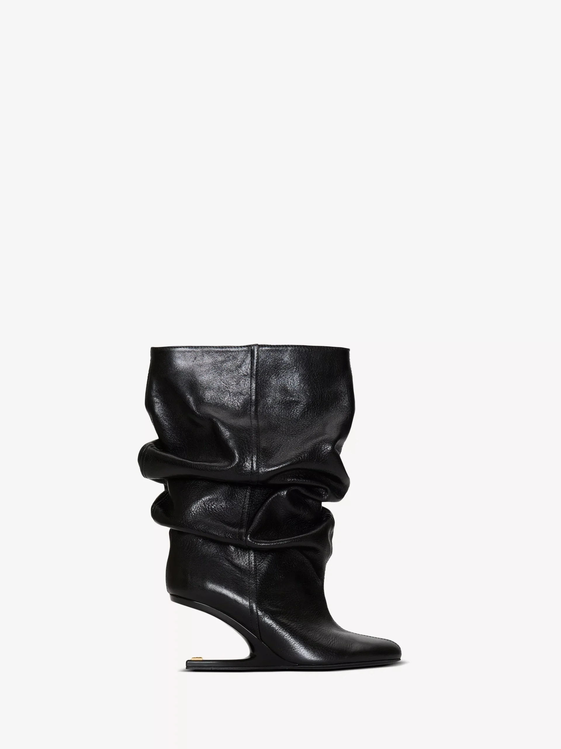 No Wedge textured leather ankle boots