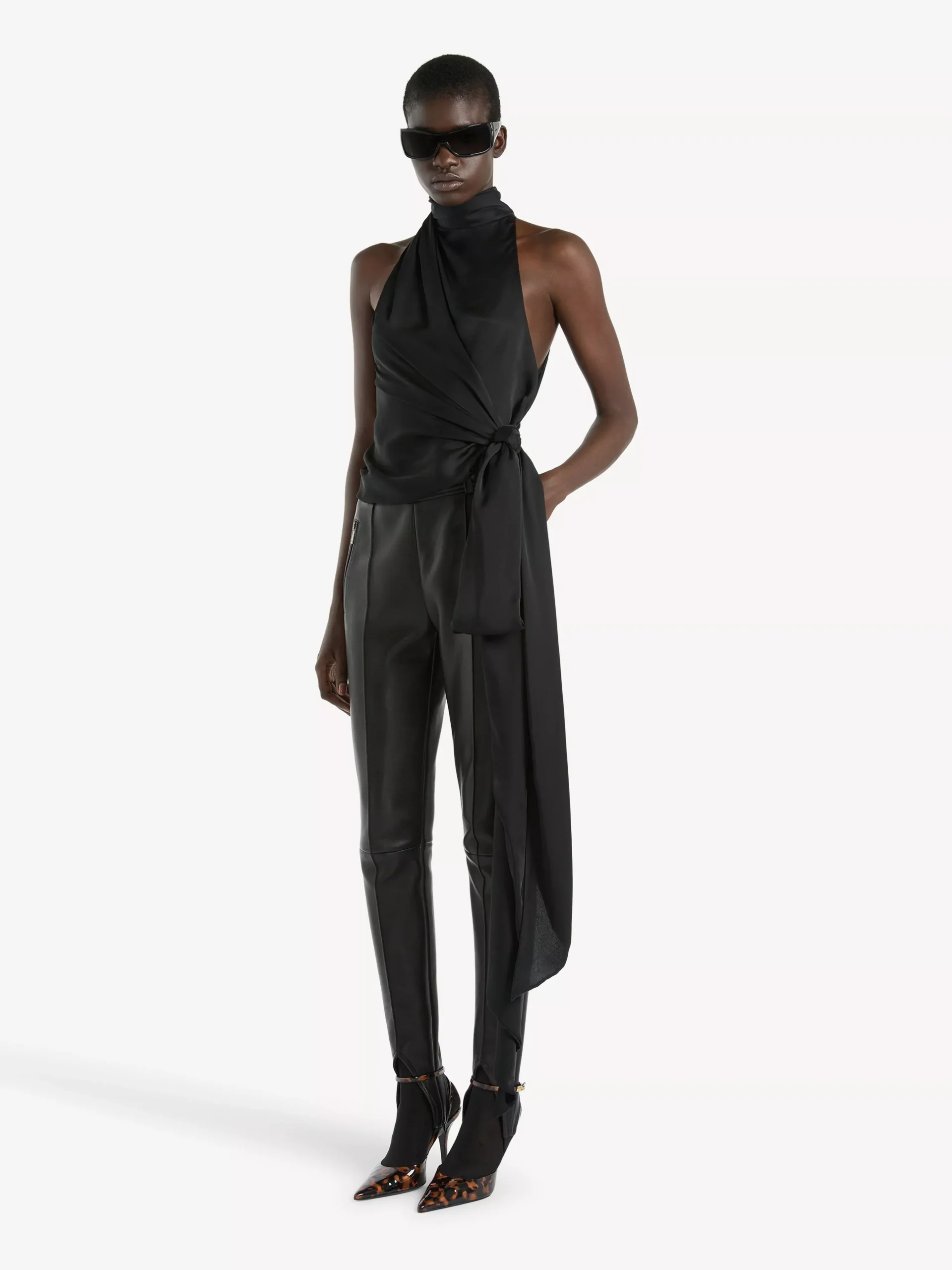 Open-back silk charmeuse top