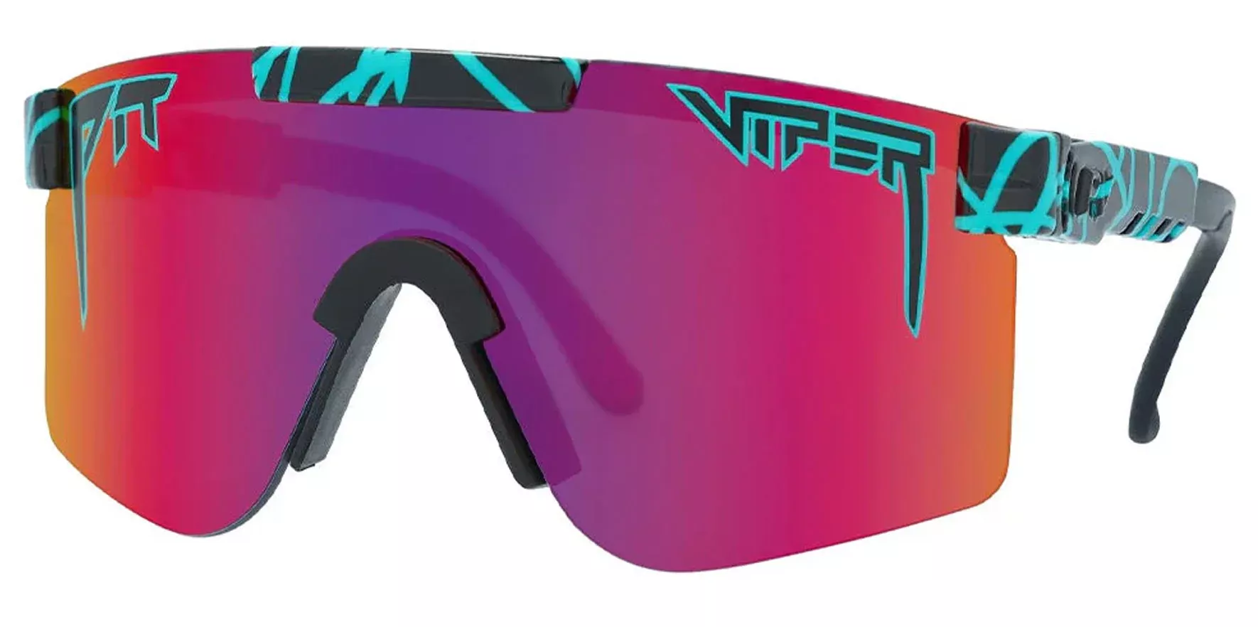 Pit Viper The Voltage Narrow Original Black and Blue Wrap Sunglasses E-OG-VOLTAGE-POL Pink-Purple Polarized Lens