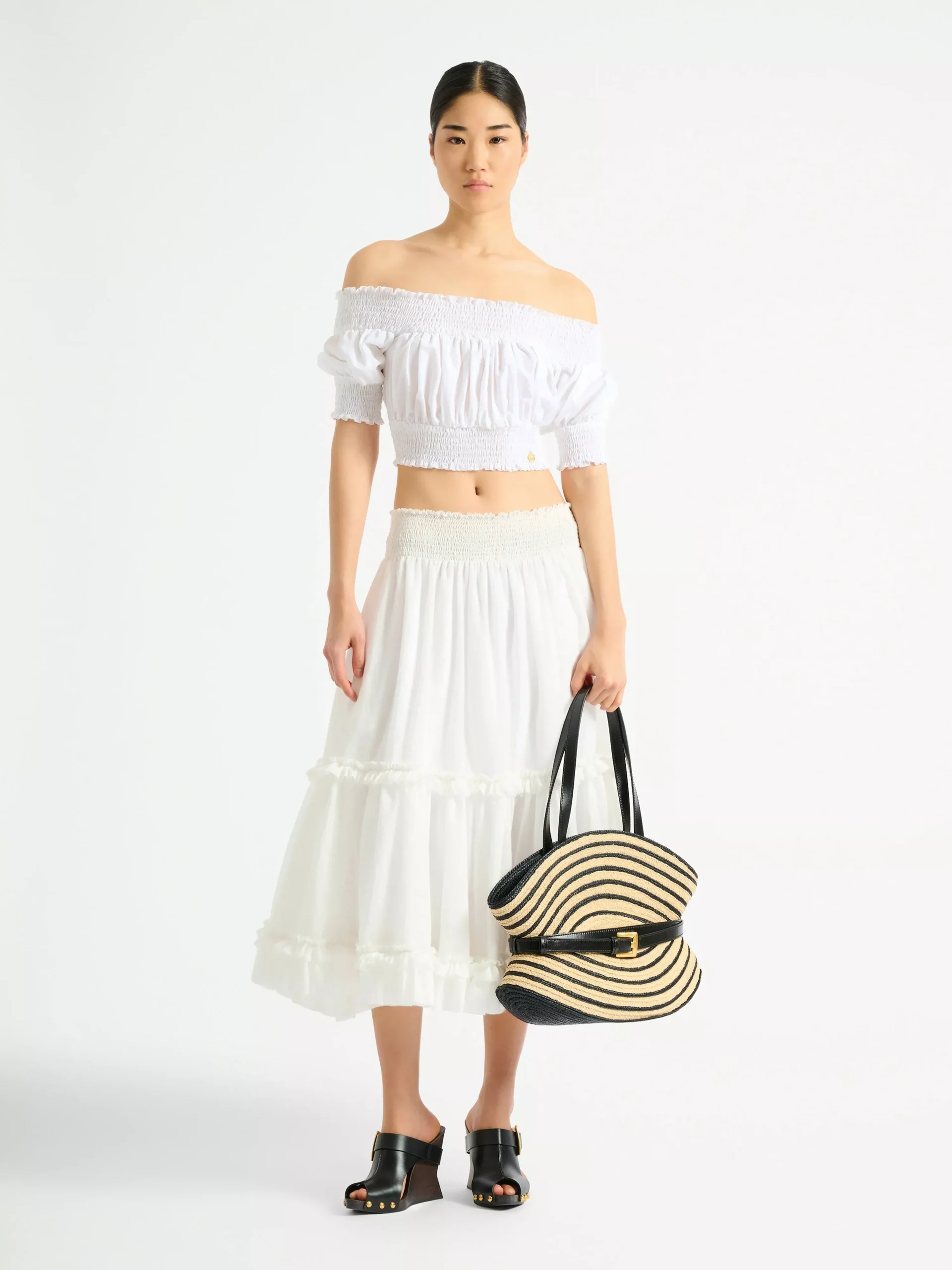 Poplin off-the-shoulder top