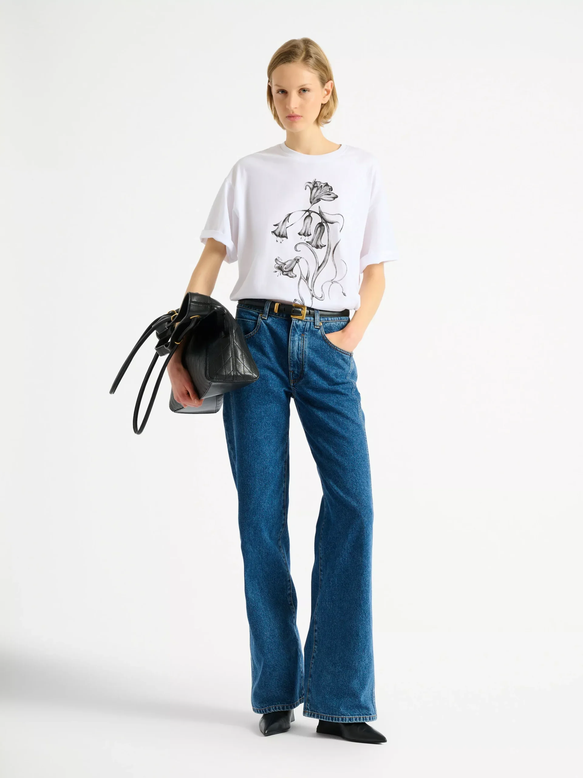 Printed Balmain Flower T-shirt