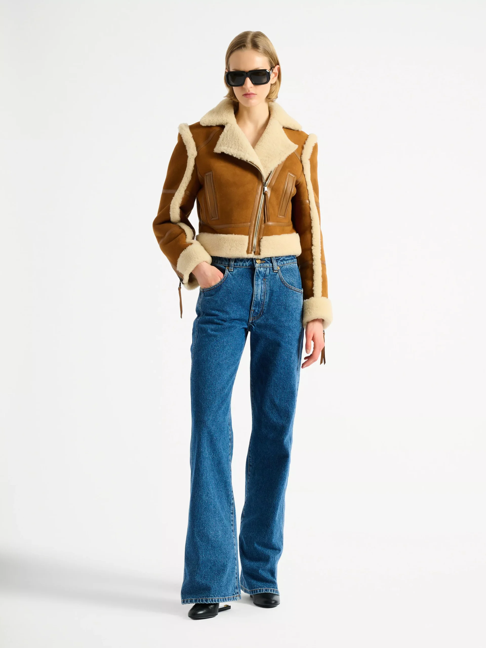 Shearling biker jacket