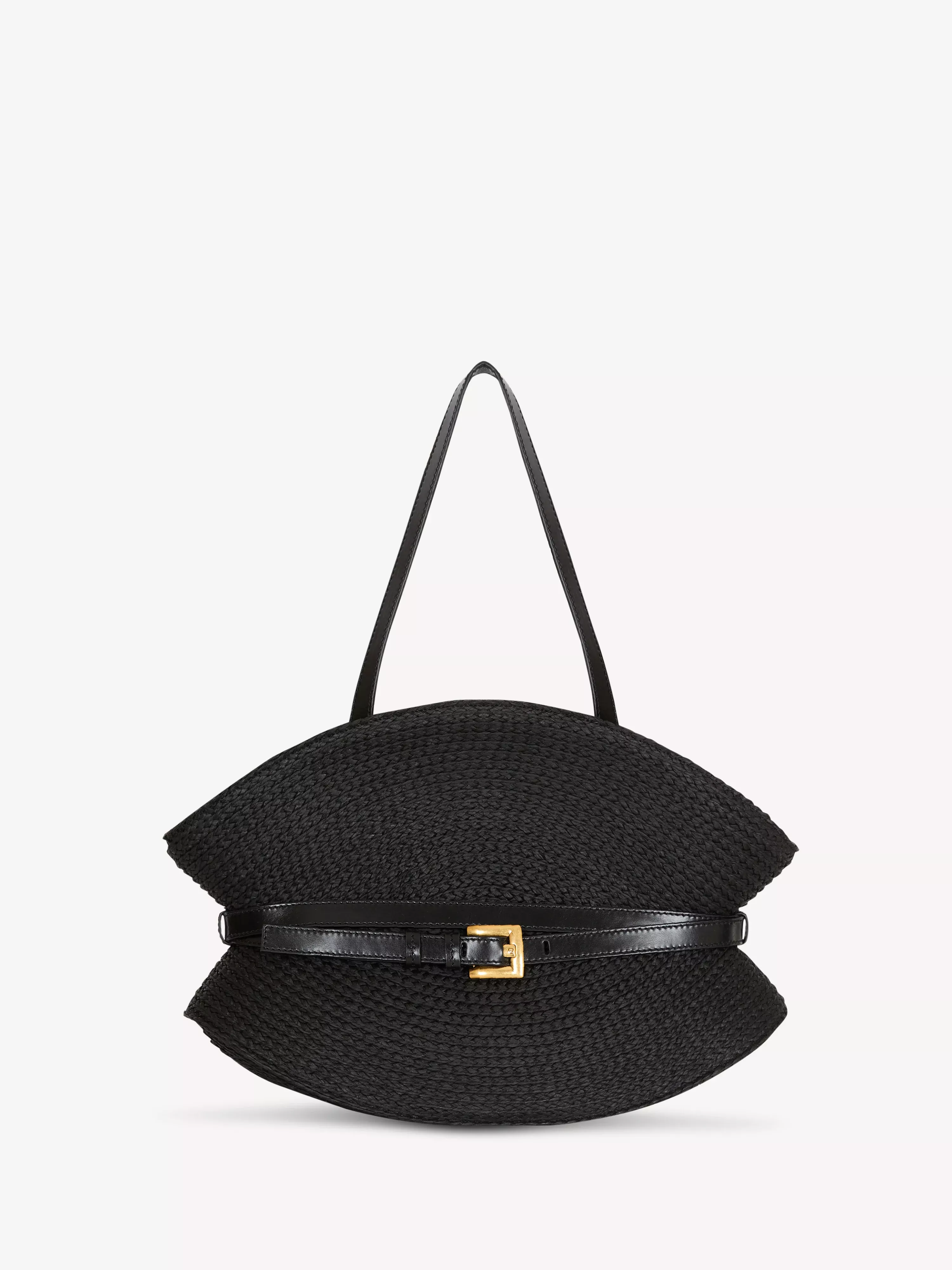 Shuffle Medium bag in calfskin leather and raffia