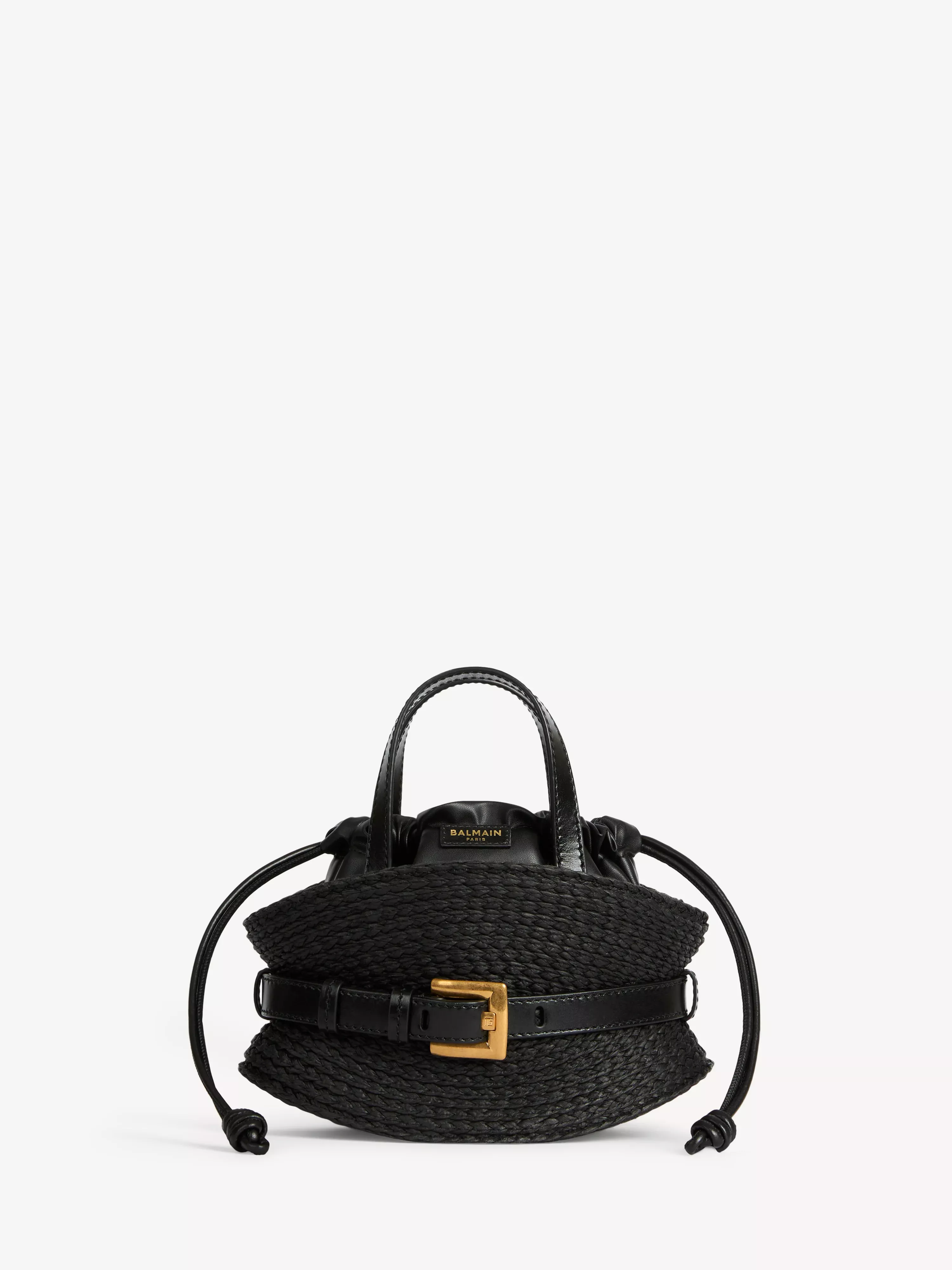 Shuffle Mini bag in calfskin and raffia