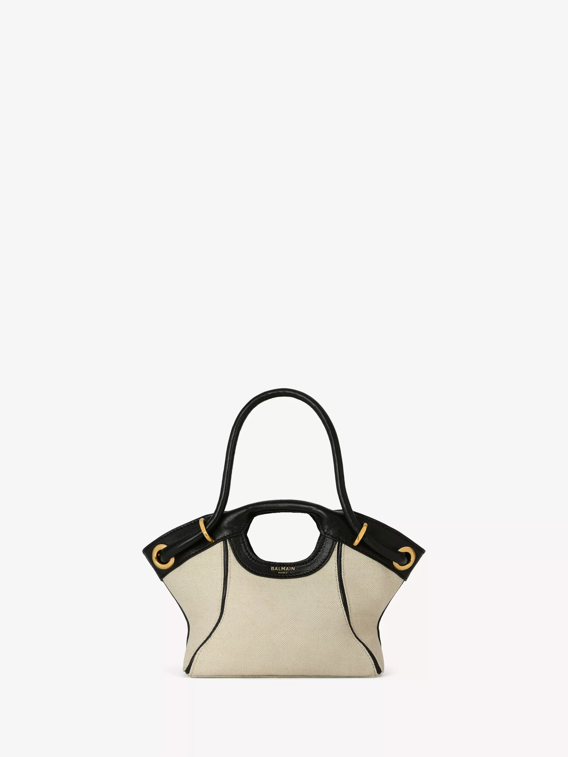 Small Tote in smooth leather and canvas