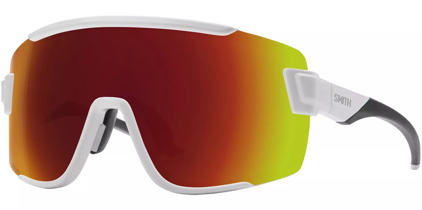 Smith Optics Wildcat Men White Shield Sunglasses 2015160BK99X6 ChromaPop Red Mirrored Lens 140mm