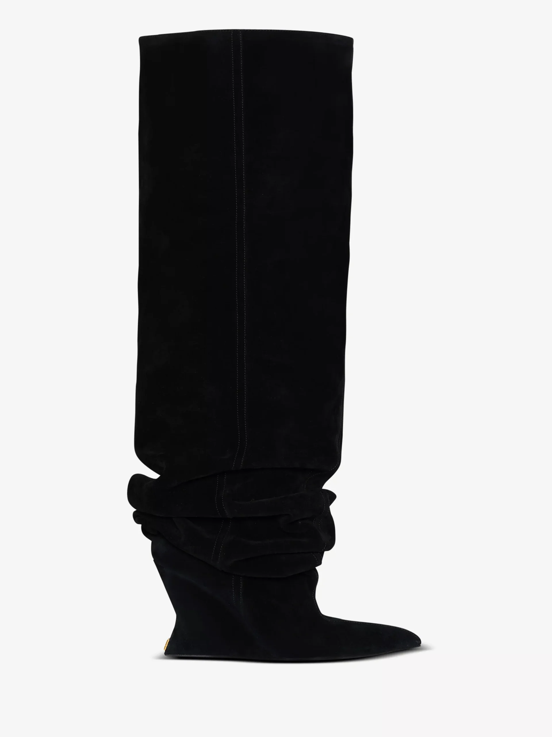 Suede leather Wedge thigh-high boots
