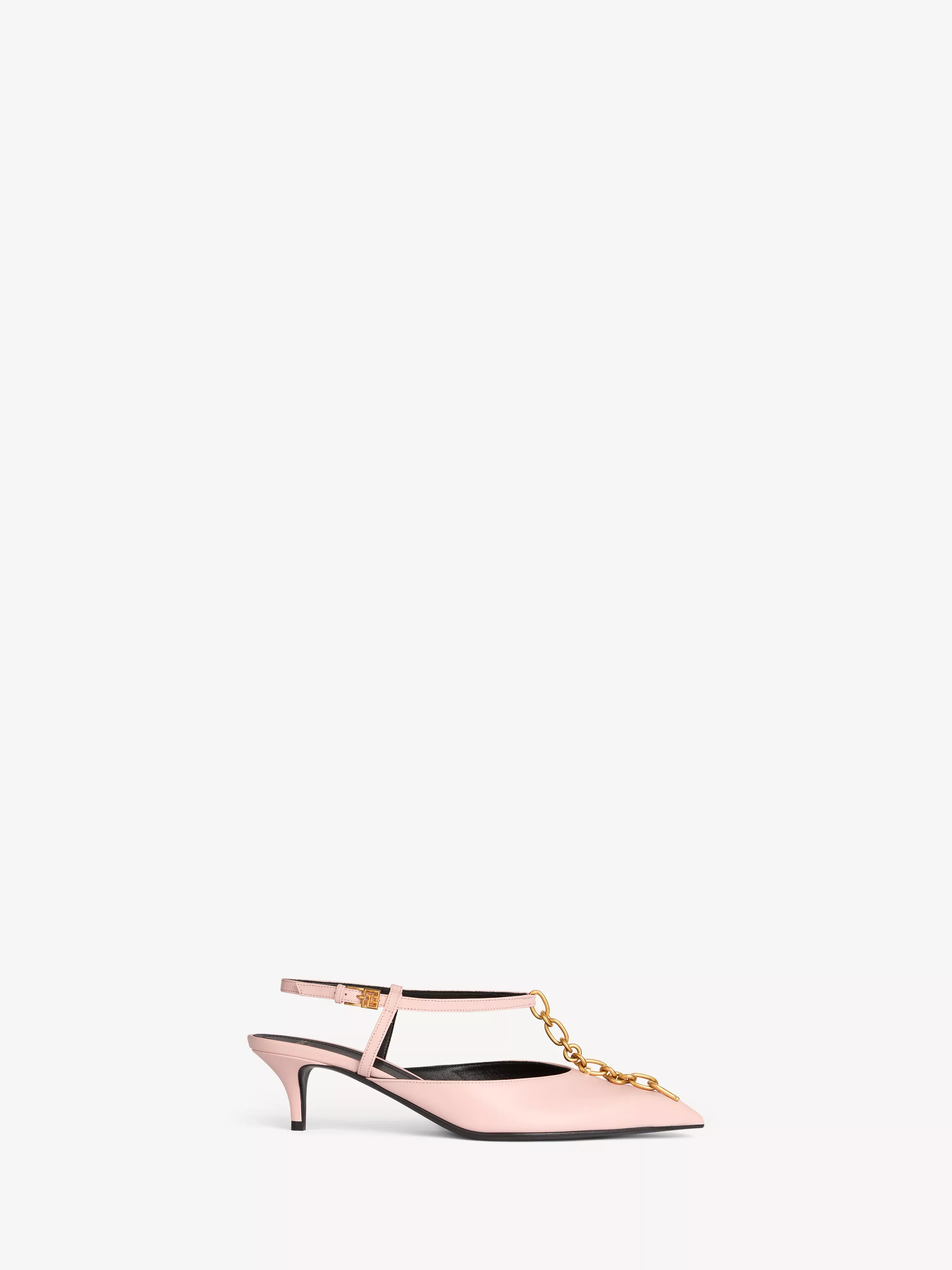 Sync chain kitten slingbacks in leather