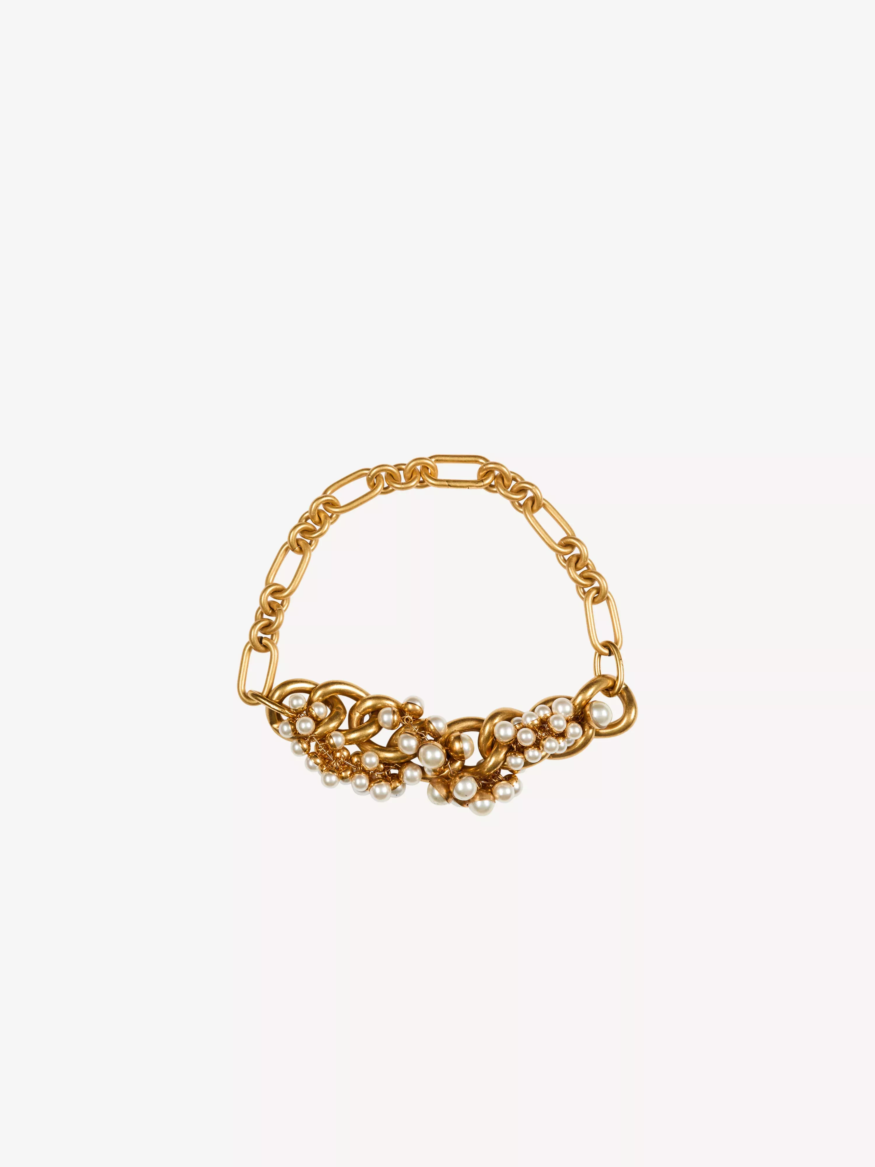 Sync necklace in brass and pearls
