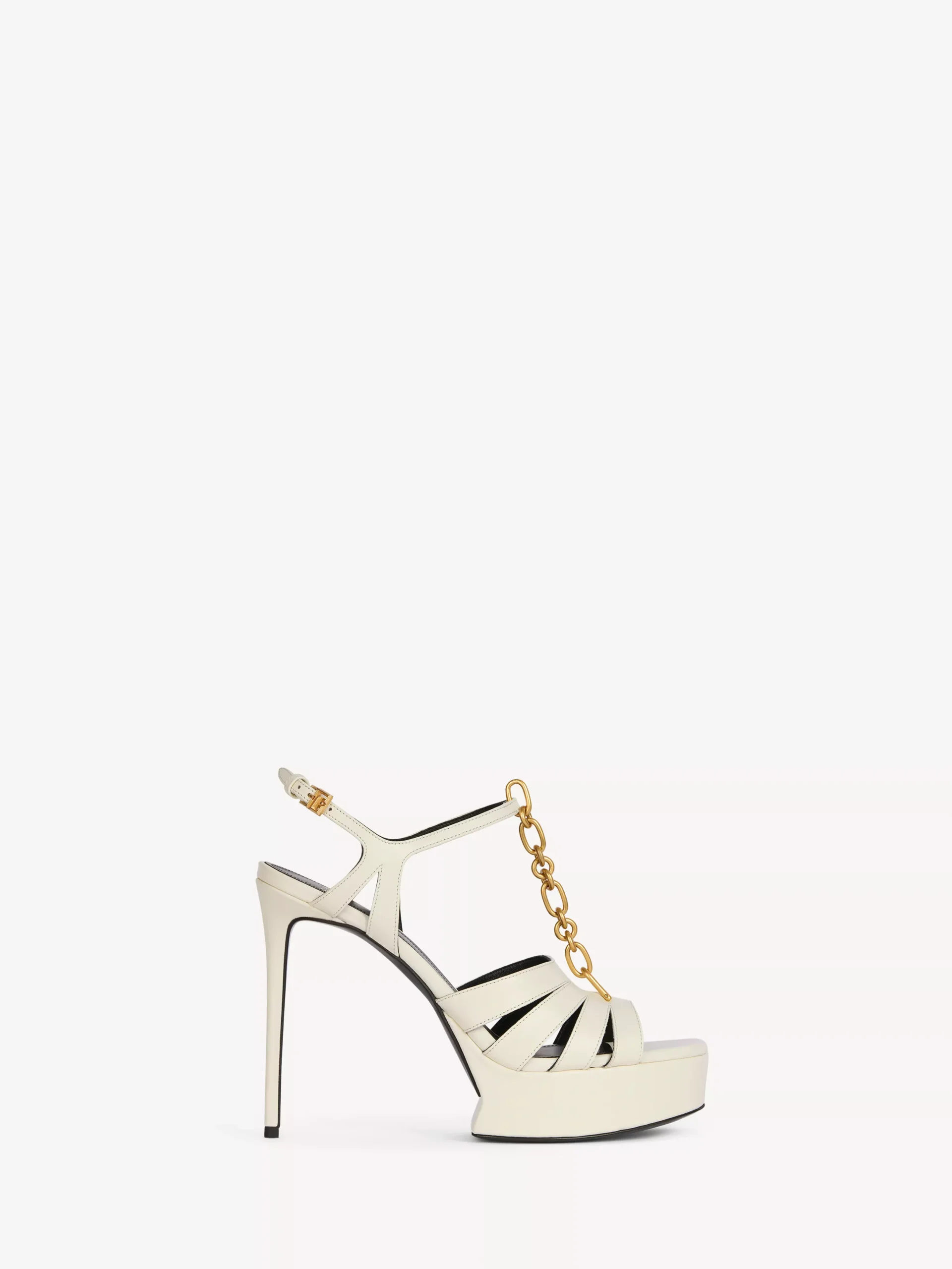Sync platform sandals in smooth leather