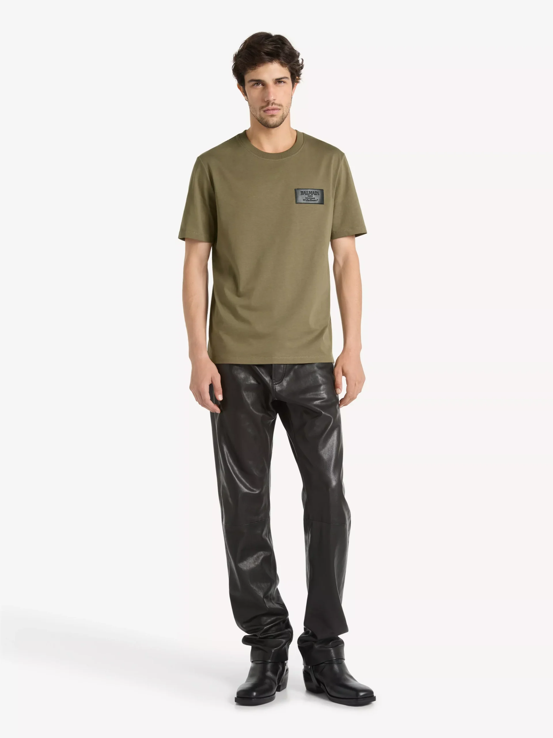 T-shirt with Balmain Vintage leather label