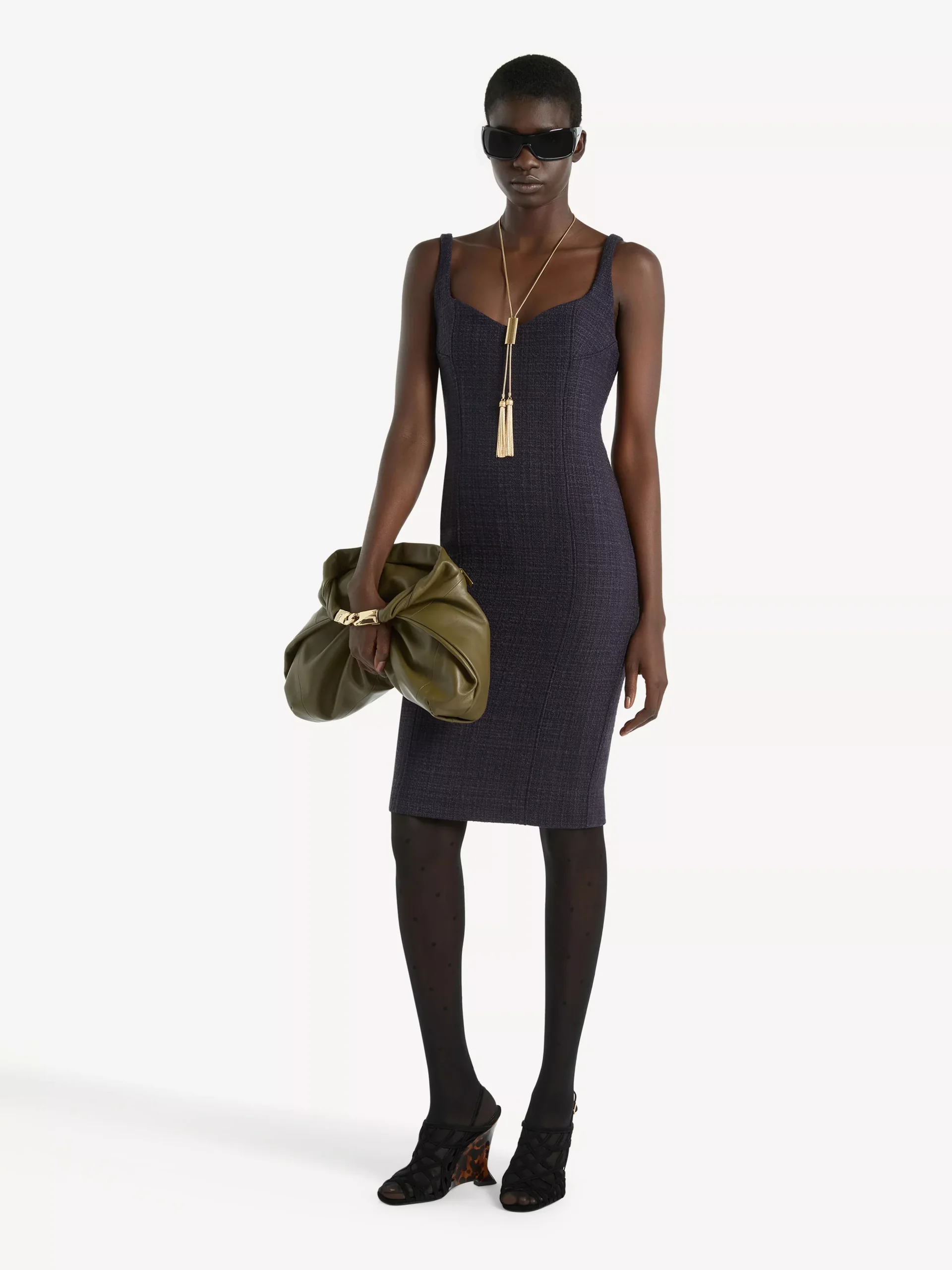 Tweed dress with spaghetti straps