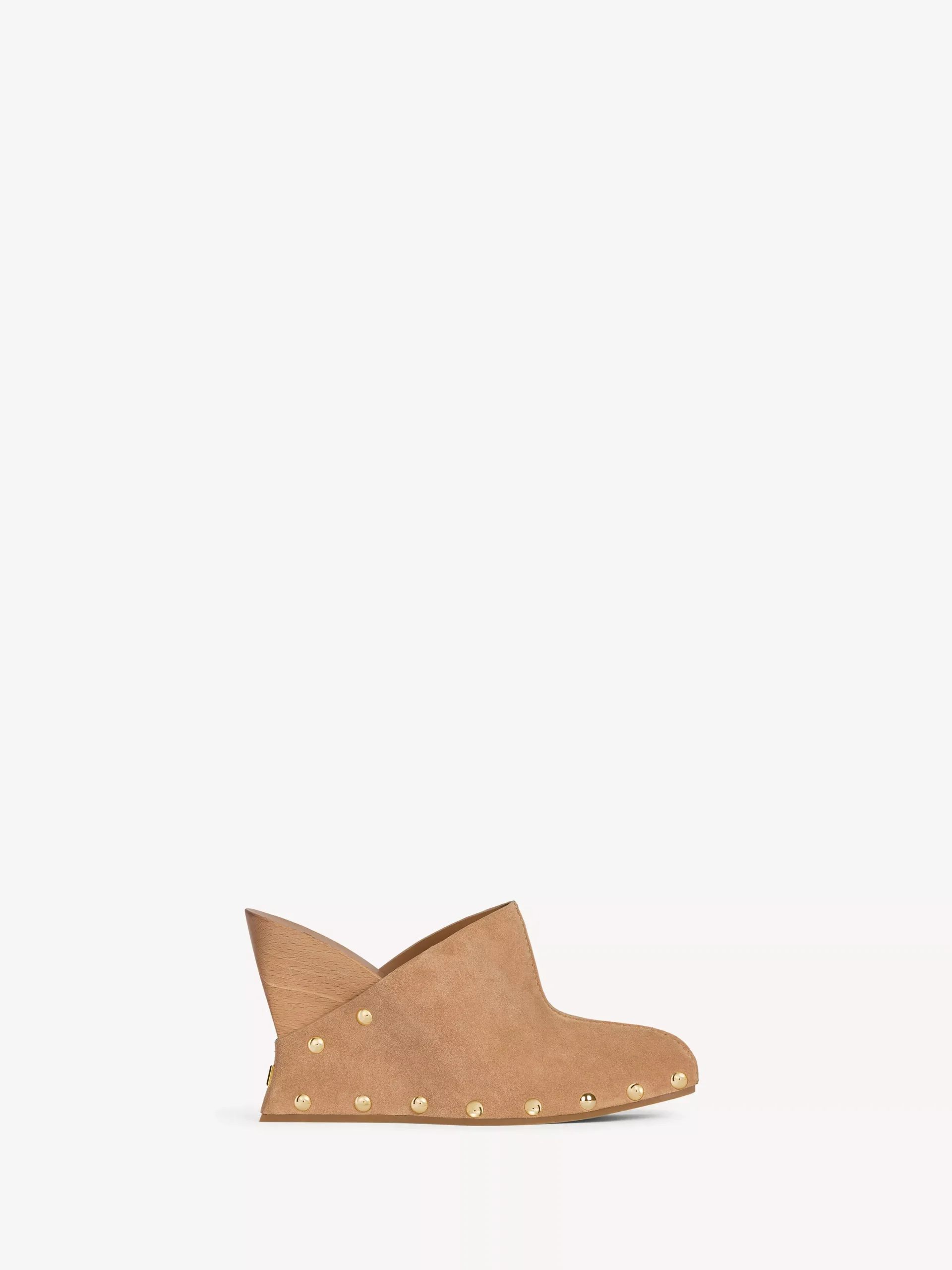 Wedge clogs in wood and suede