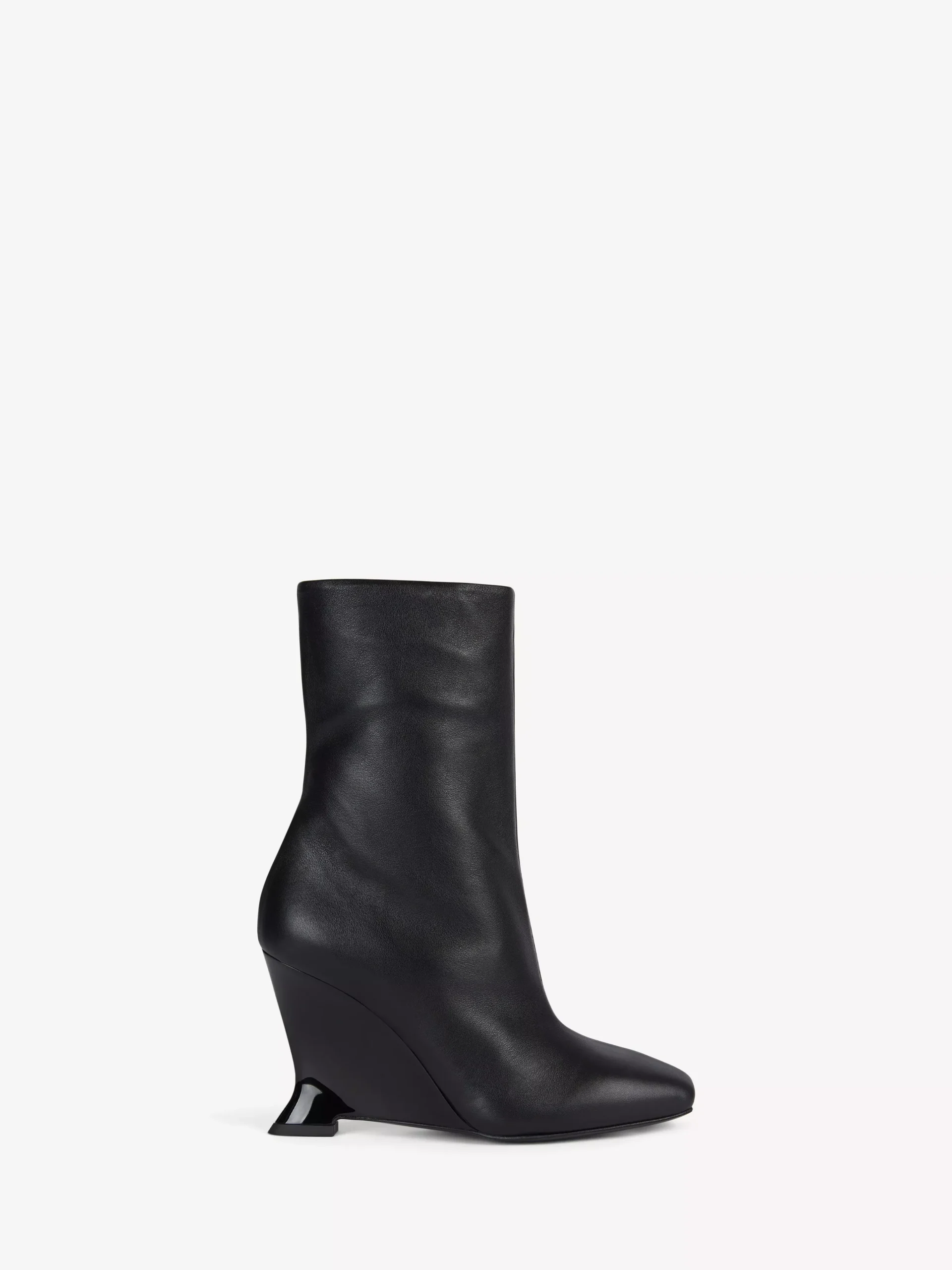 Wedge smooth leather ankle boots